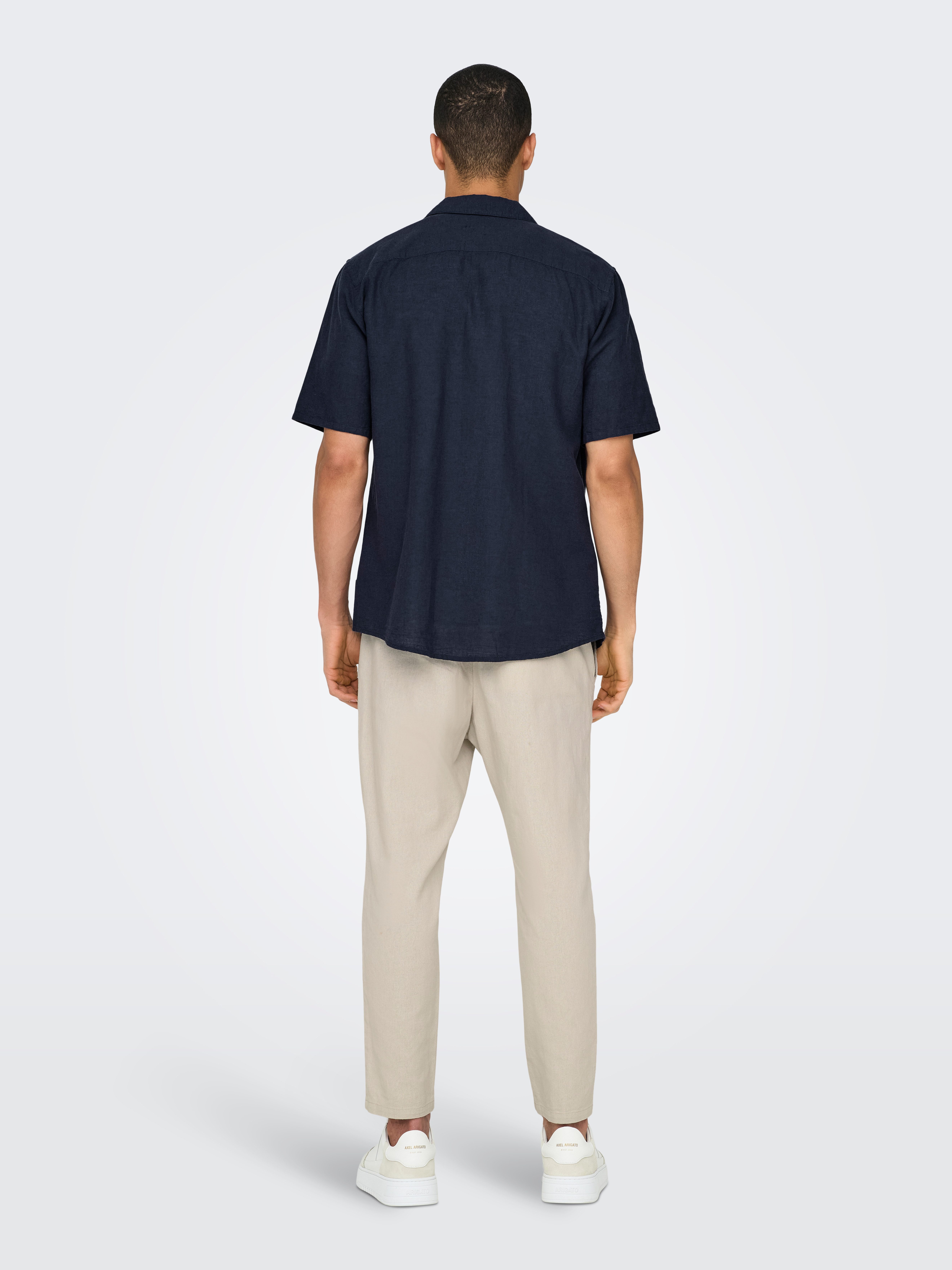 ONLY & SONS Overhemd met korte mouwen ONSCAIDEN SS SOLID RESORT LINEN NOOS