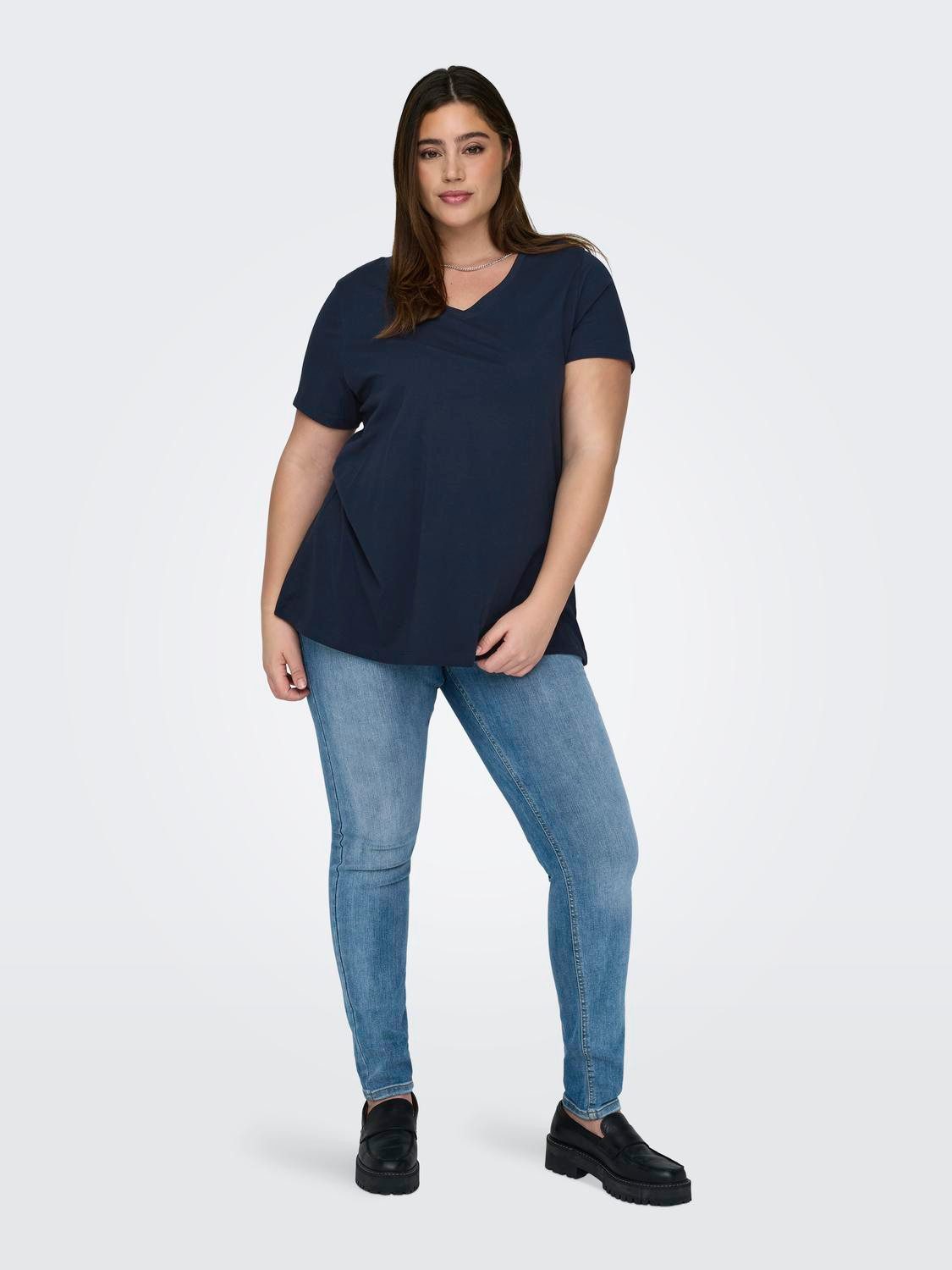 ONLY CARMAKOMA Shirt met V-hals CARBONNIE LIFE S/S V A-SHAPE TEE NOOS