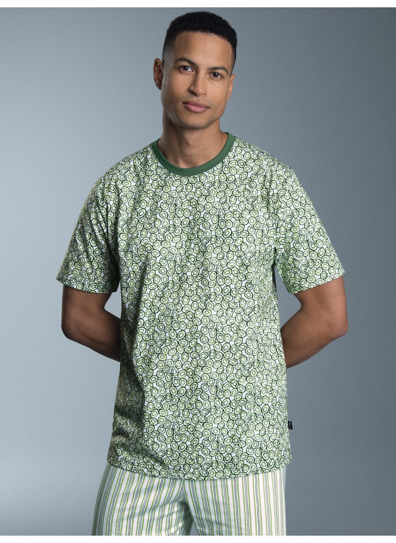 Trigema Pyjama TRIGEMA T-shirt met allover kiwi-print (1-delig)