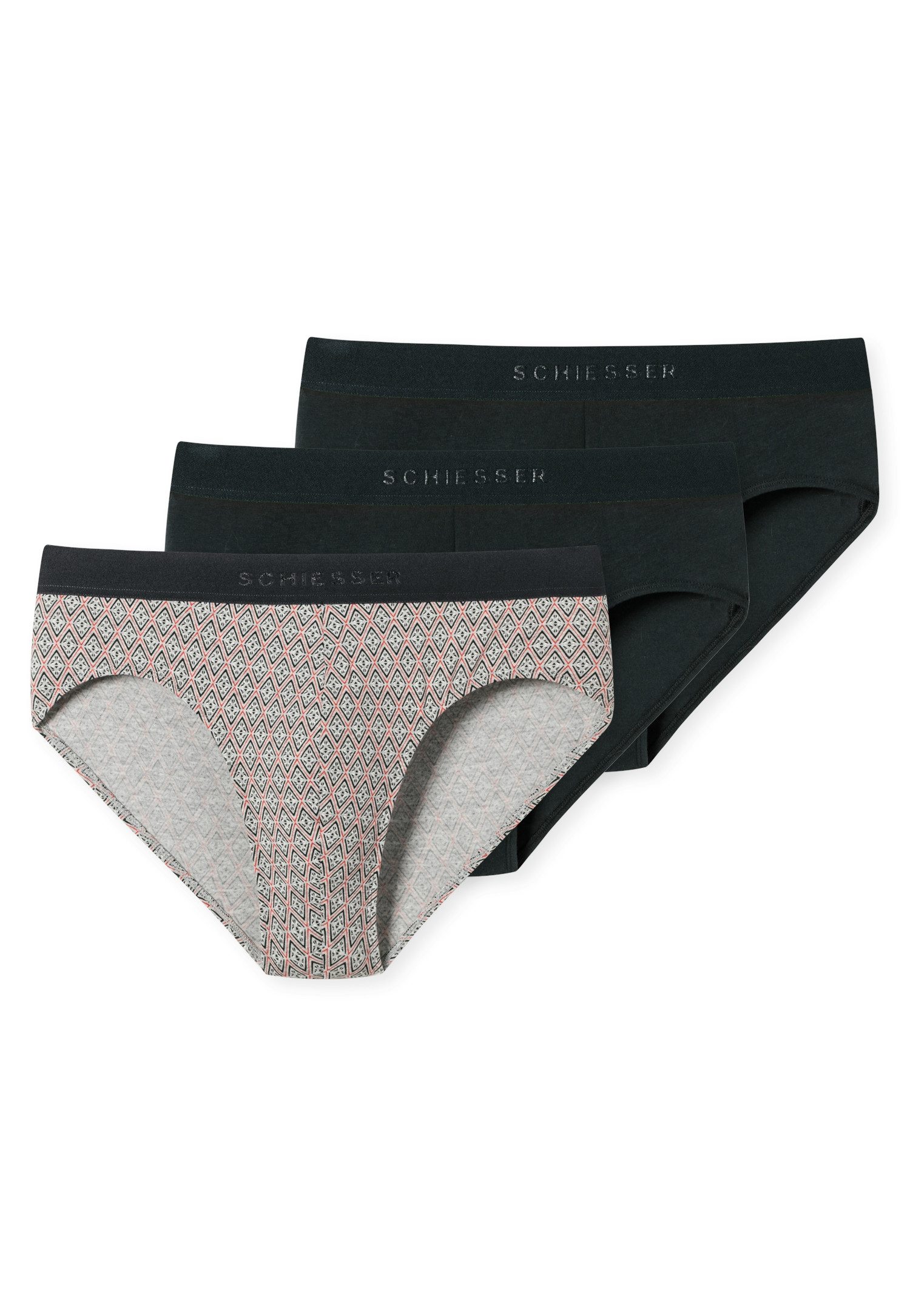 Schiesser Rio-slip 95/5 met zachte logo-webgummiband (Set van 3) heren slips maat 9 (XXXL) zwart