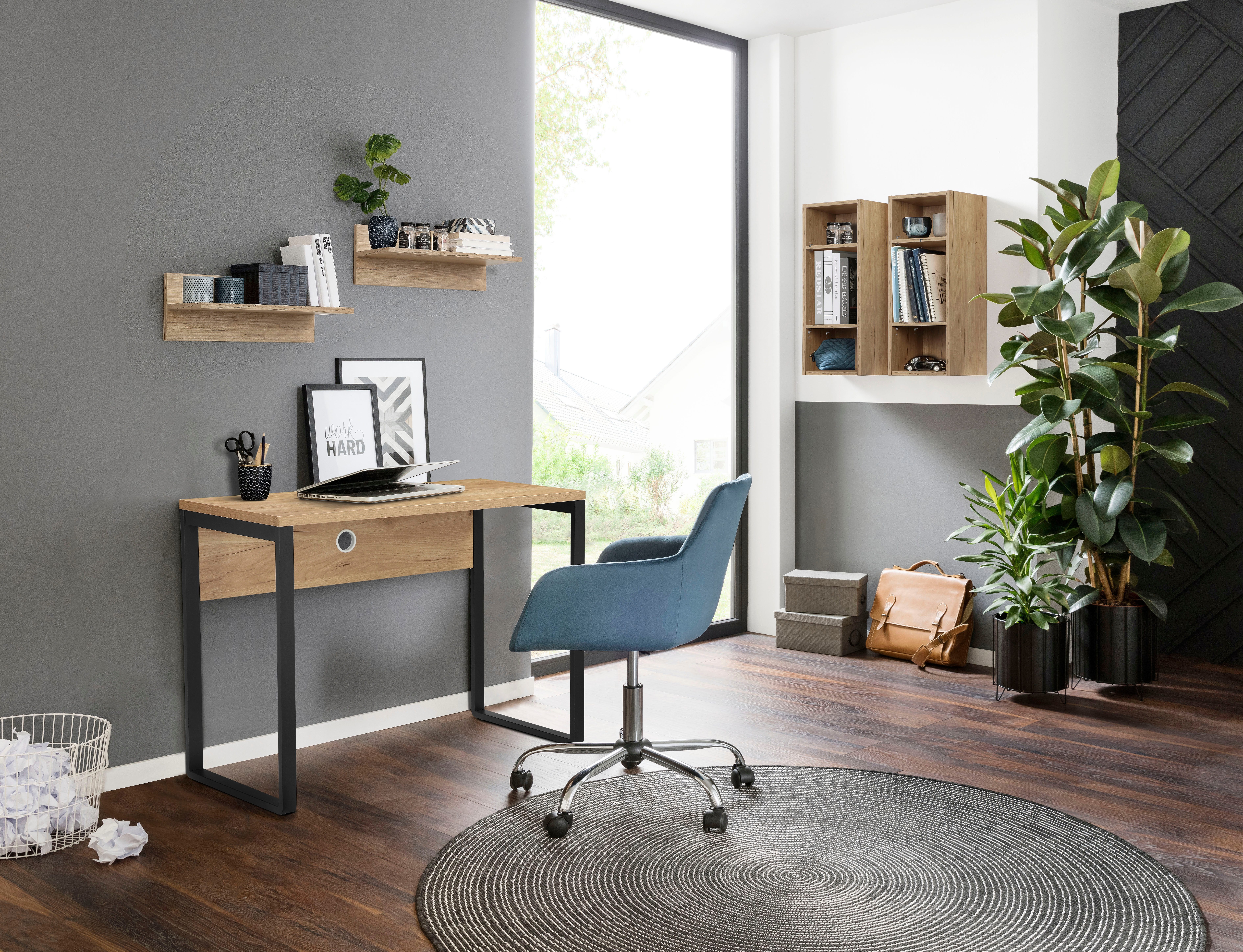 Places of Style Bureau Moid Computertafel, kabeldoorvoer, metalen slede, breedte 100 cm