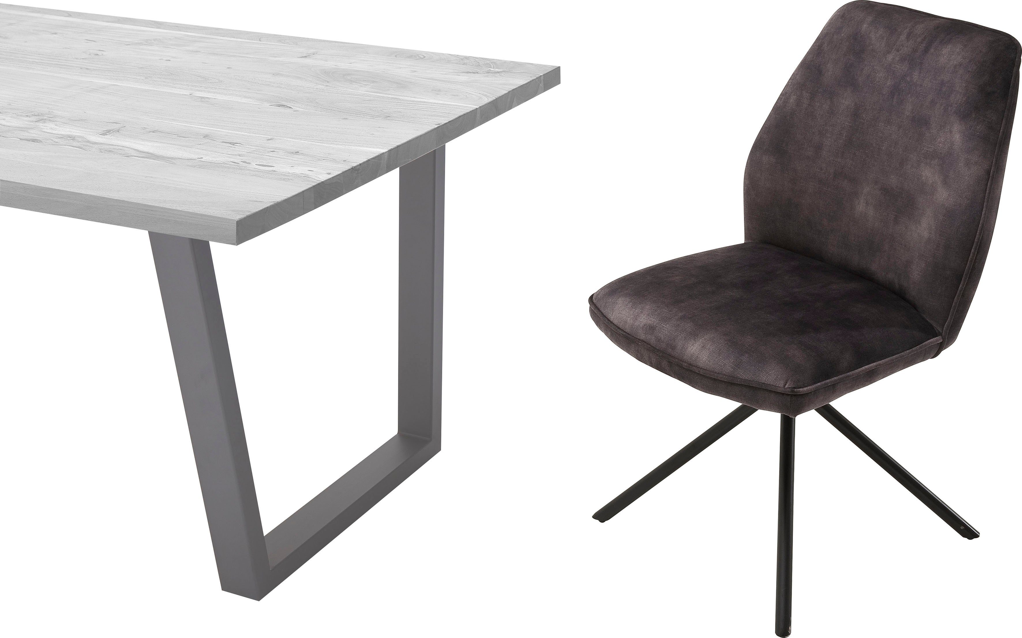 MCA furniture Eetkamerstoel OTTAWA Vintage suède-look met opstaande naad, stoel belastbaar tot 120 kg (set, 2 stuks)