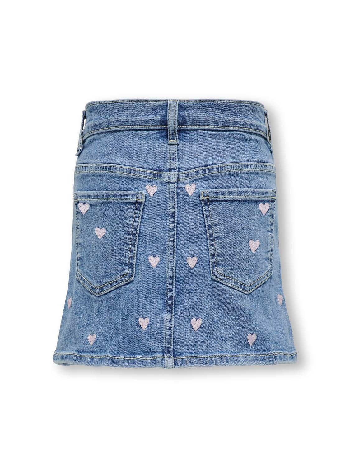 KIDS ONLY Jeans rok KOGHOXTON HEART EMBROIDERY DNM SKIRT