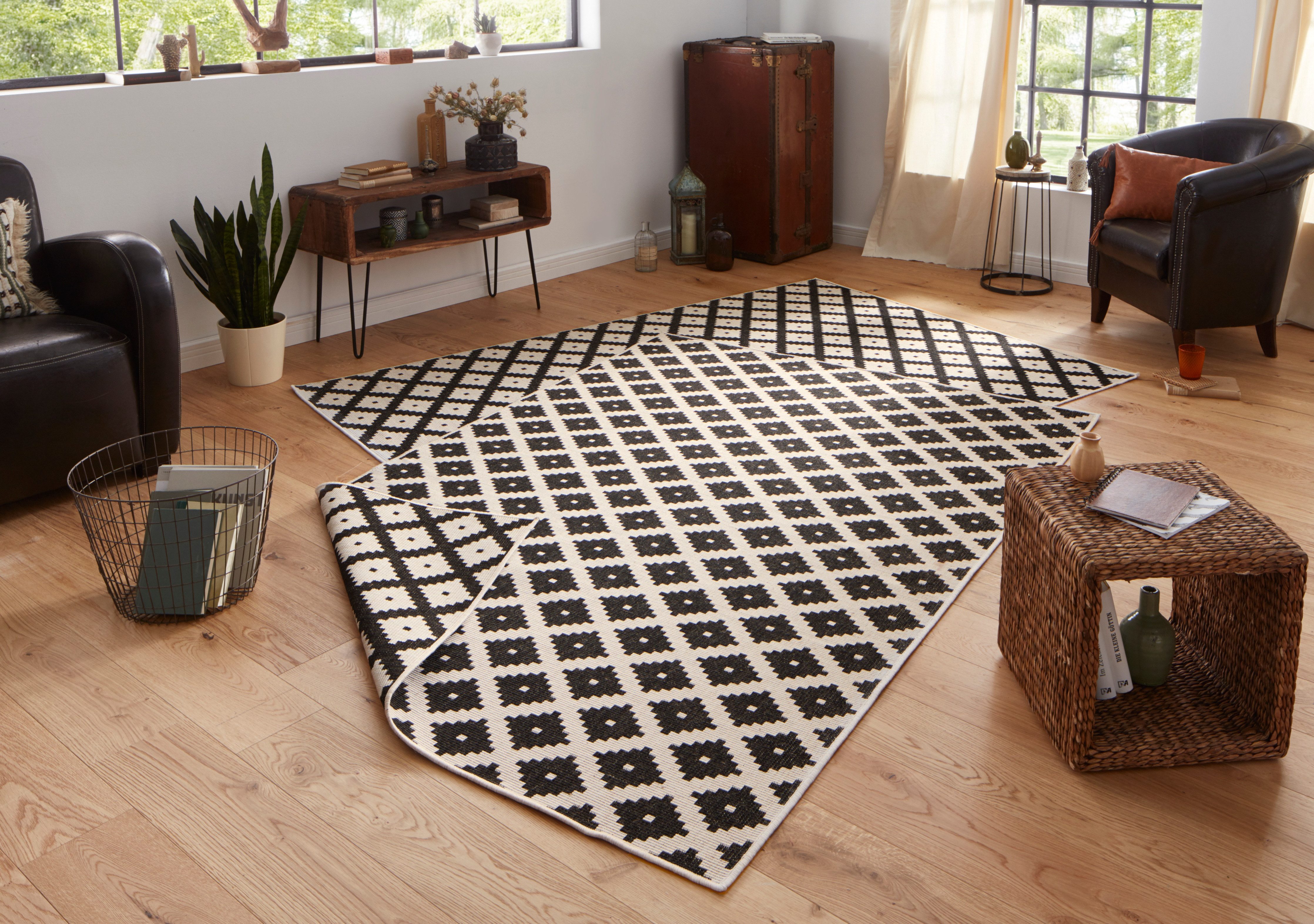 NORTHRUGS Vloerkleed Nizza omkeerbaar tapijt Binnen- en buitengebruik, weerbestendig, balkon, loper, woonkamer, waterbestendig moderne vloerkleden