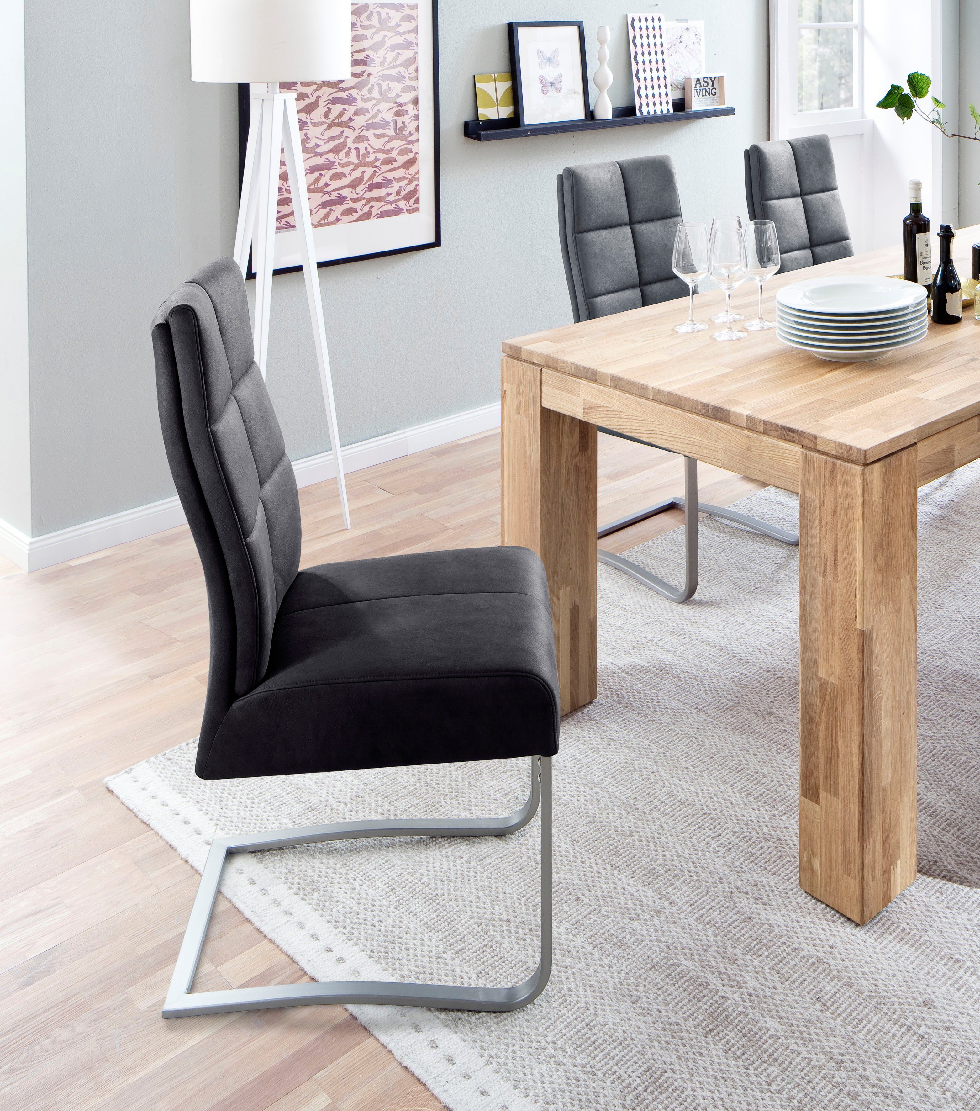 MCA furniture Eetkamerstoel Salva sledestoel met pocketvering, belastbaar tot max. 120 kg (2 stuks)