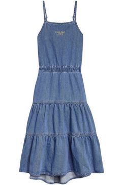 calvin klein jeansjurk soft denim strap maxi dress blauw
