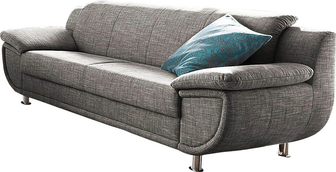 TRENDMANUFAKTUR 3-zitsbank Rondo, breedte 207 cm, brede armleuningen, chromen poten Big-sofa optioneel met bonnellvering, in verschillende bekledingen bestelbaar