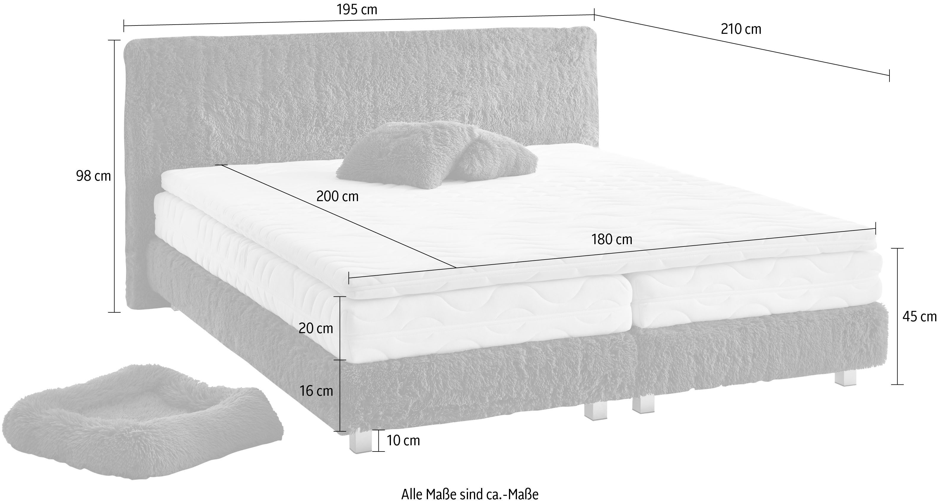 Westfalia Polsterbetten Boxspring Nara van faux-bont, verkrijgbaar in h2, h3 & h4