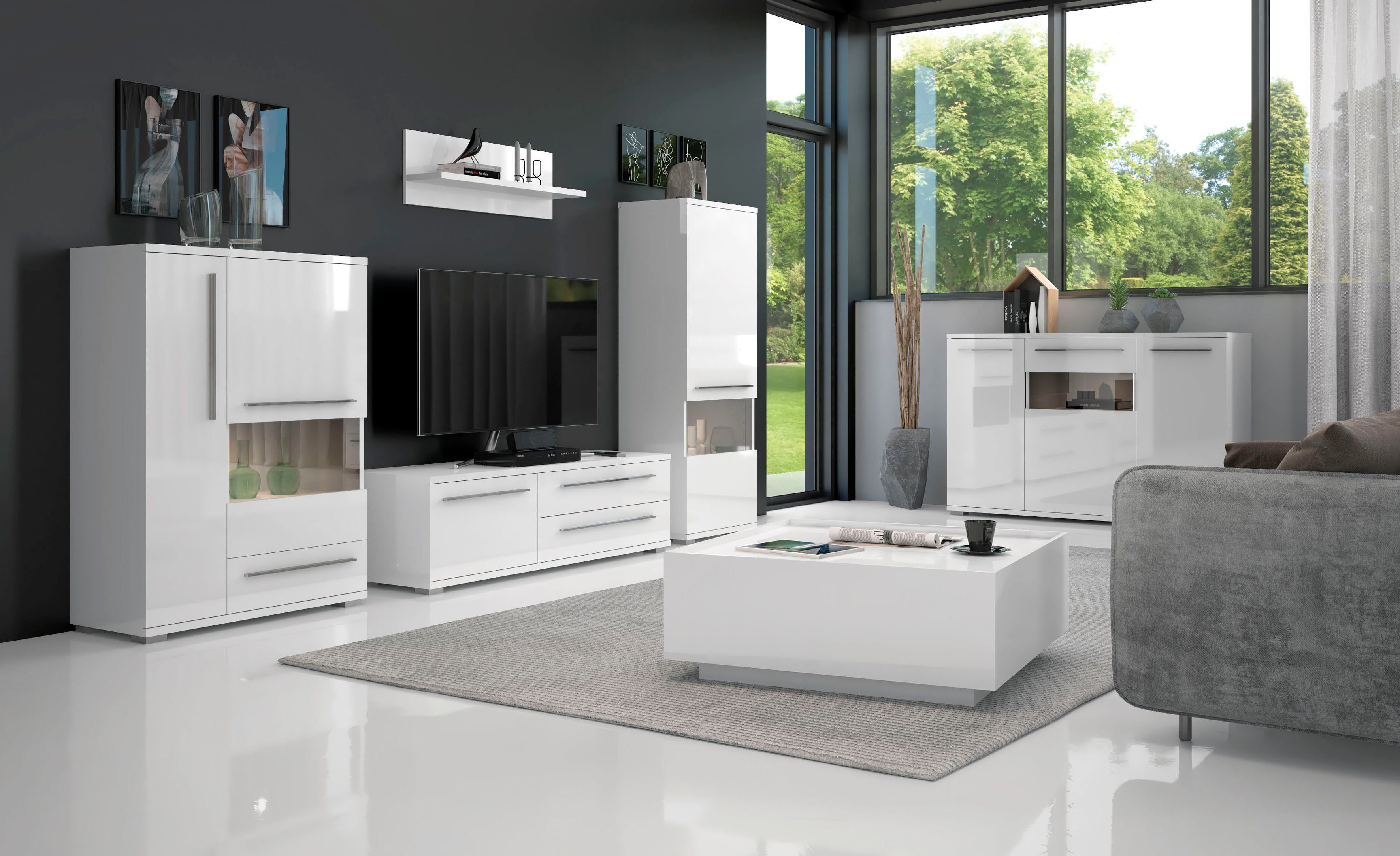 Places of Style Tv-meubel Piano UV gelakt, met soft close-functie