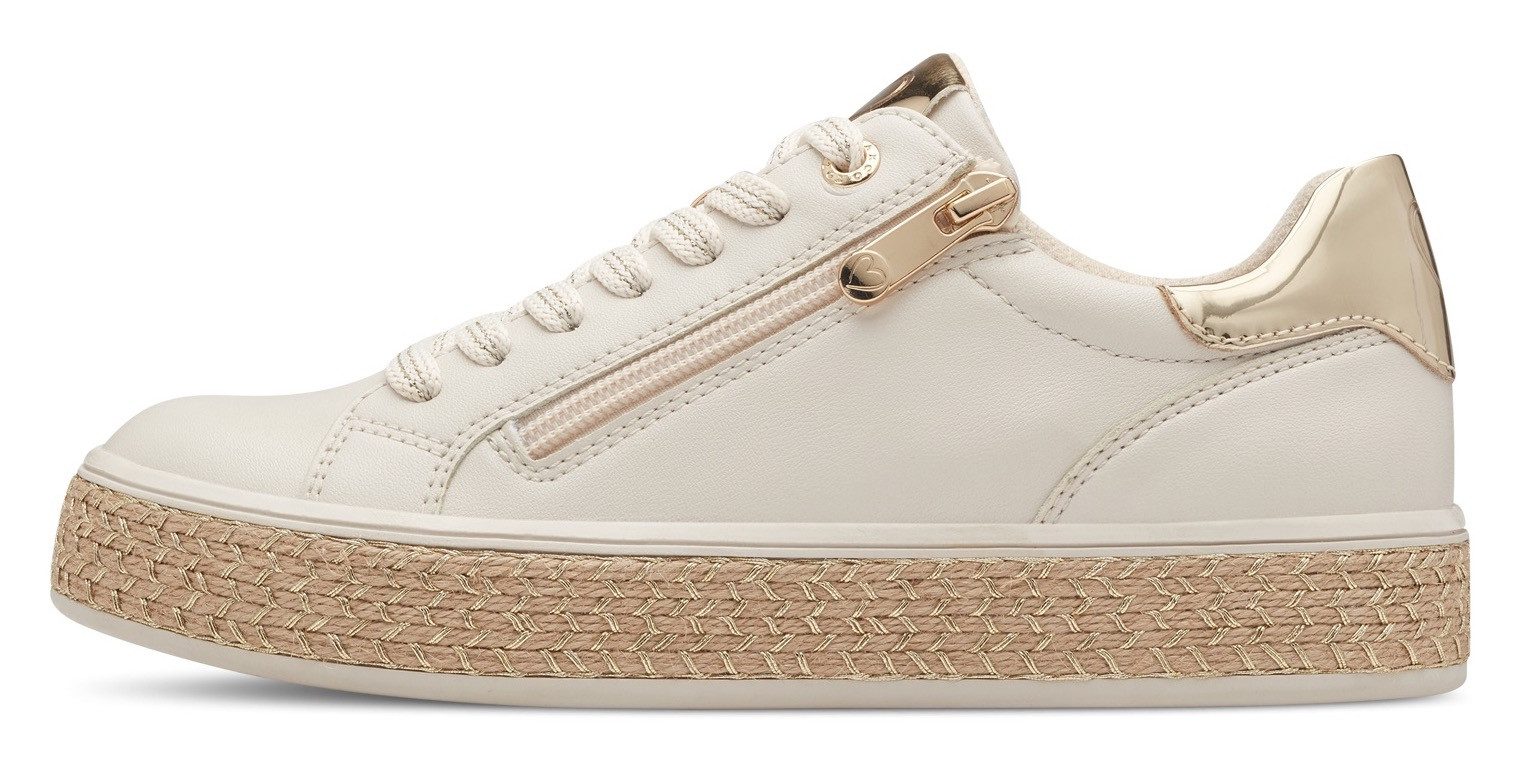 Marco Tozzi Plateausneakers vrijetijdsschoen, lage schoen, veterschoen met buitenrits