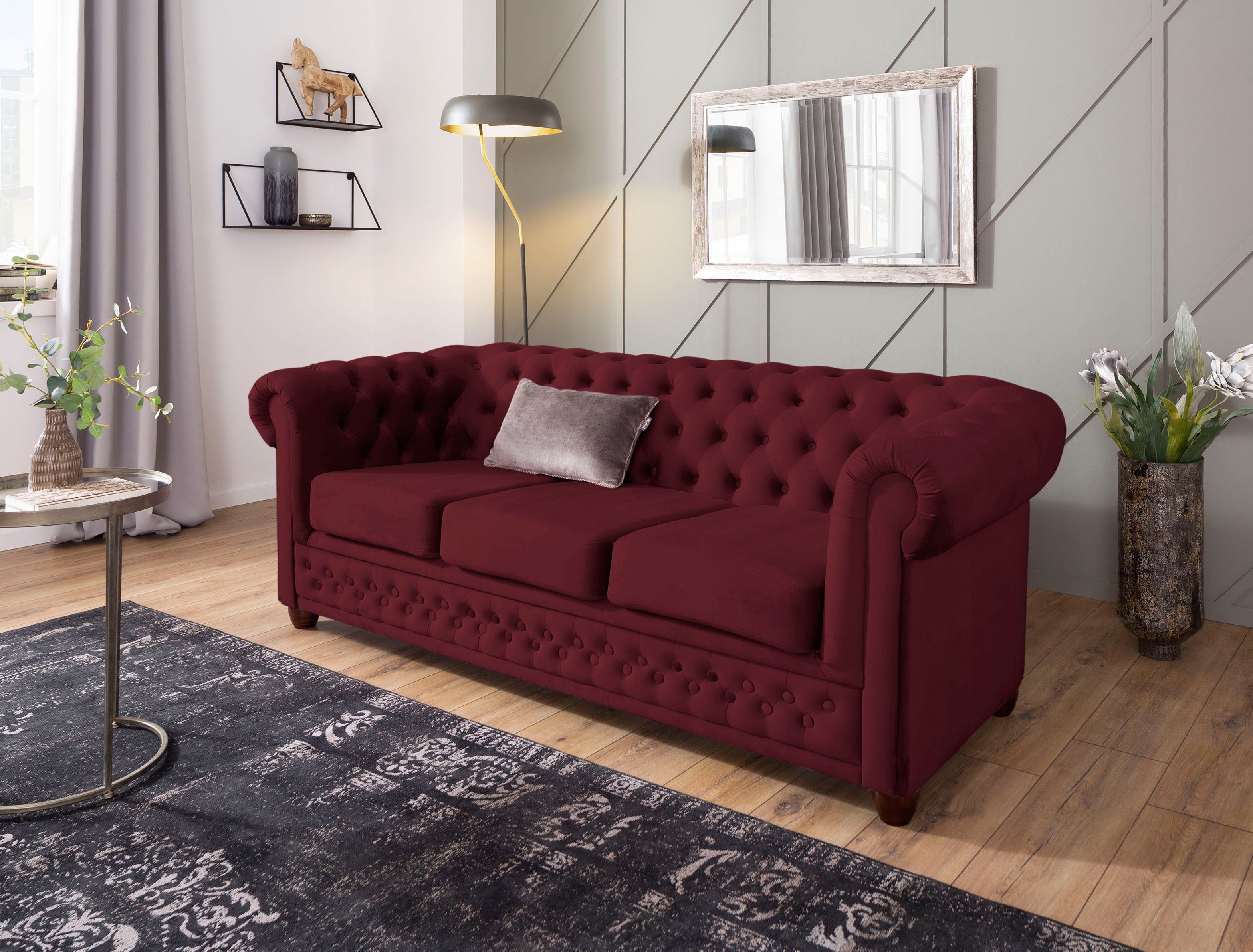 Home affaire Chesterfield-bank New Castle met hoogwaardige capitonnage in chesterfield-design, bxdxh: 203x86x72