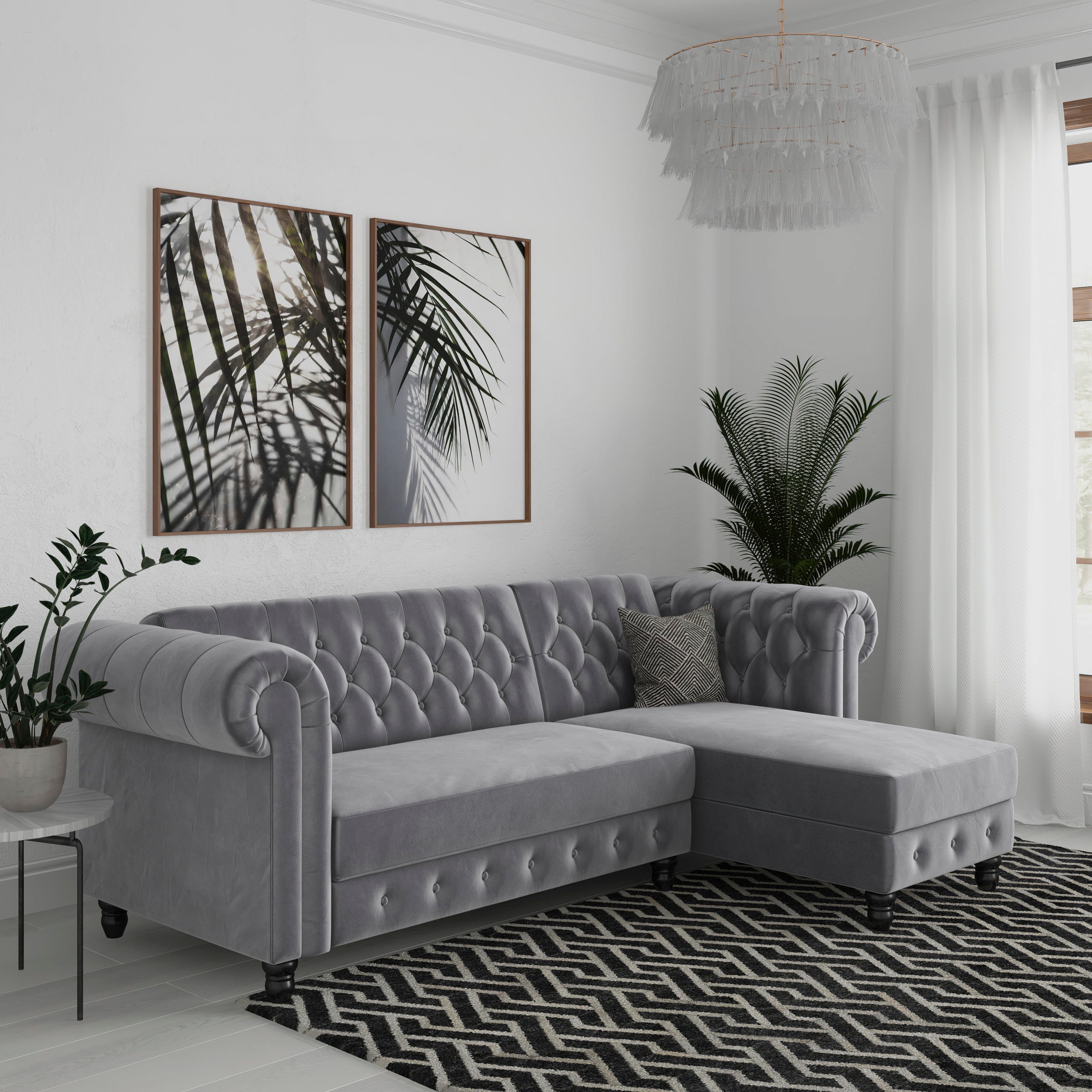 Dorel Home Hoekbank Felix, L-model, 241 cm (ligoppervlak108x195 cm), récamier verwisselbaar,