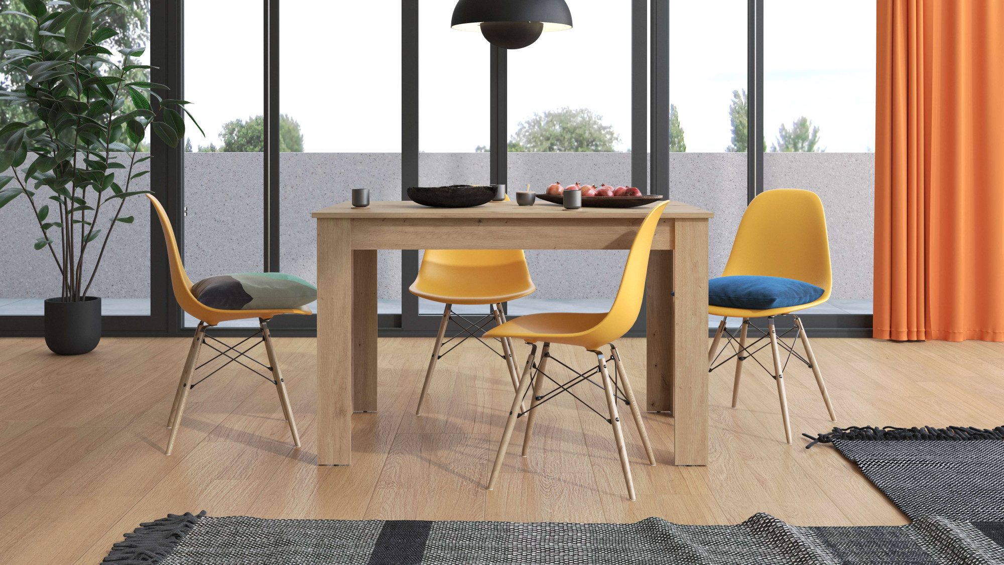 Home affaire Eettafel Hamar Esszimmertisch 120x80, Weiß oder Eiche Holz Küchentisch