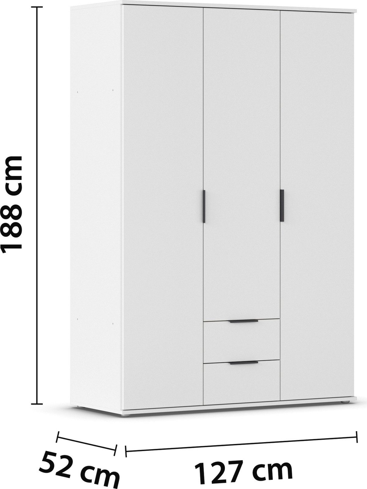 rauch Draaideurkast Kledingkast Kast Garderobe Wasmand ESSEA in 2 Breedtes met 2 lades, in eenvoudig ontwerp, moderne grepen made in germany