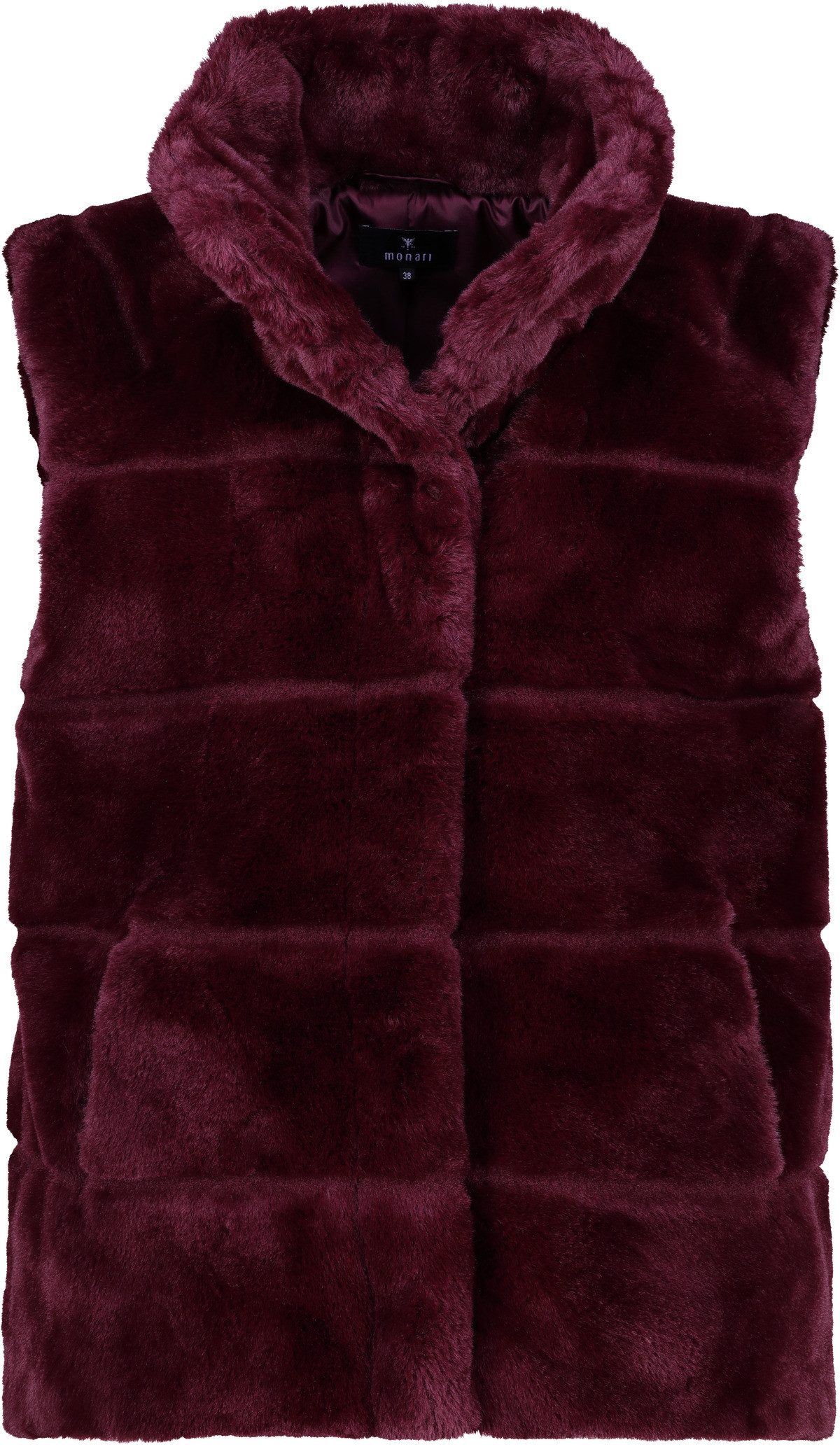 Monari Mouwloos vest van imitatiebont Gilet Basic fake fur Met ronde hals met staande kraag