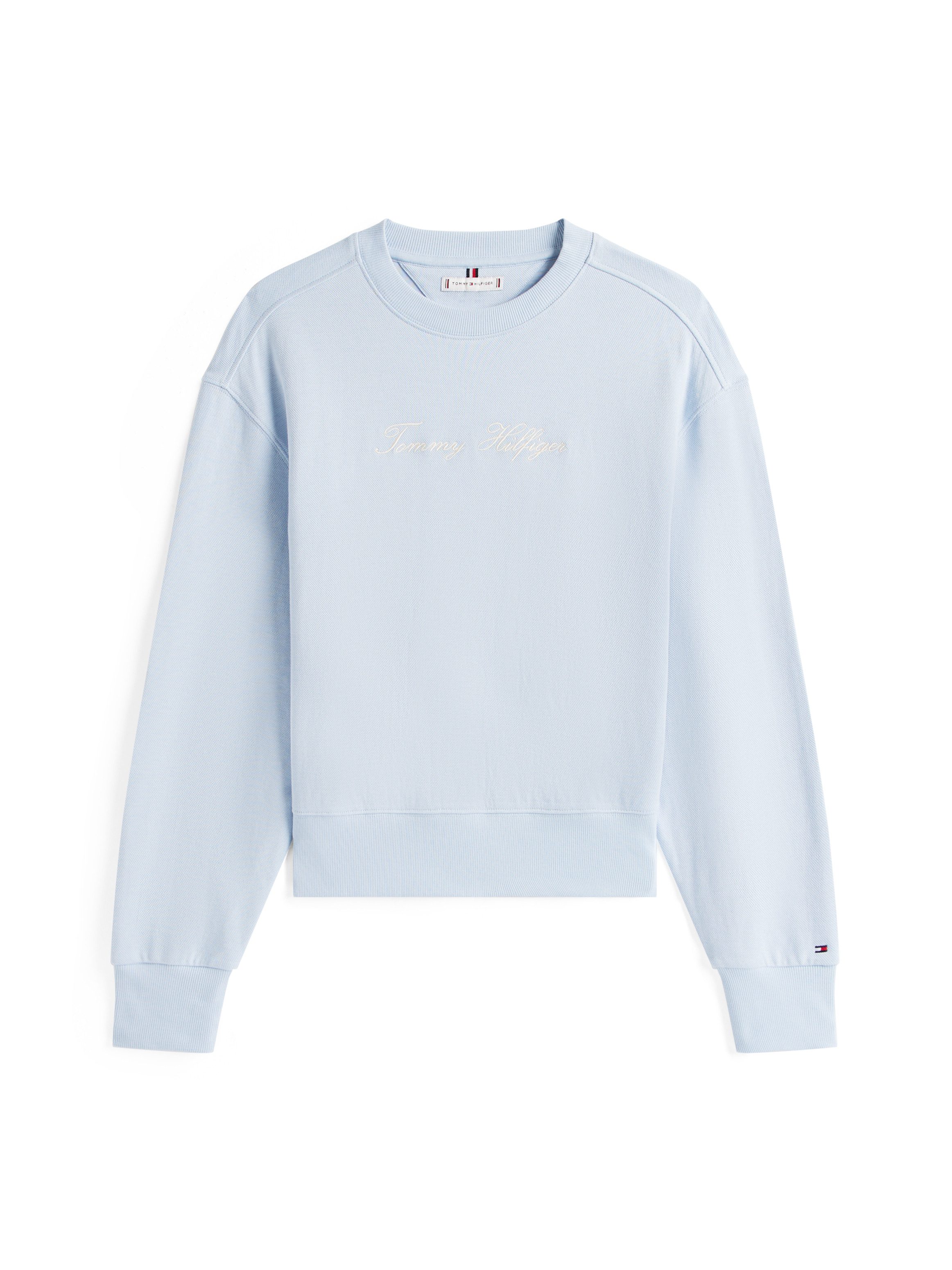 Tommy Hilfiger Sweatshirt SCRIPT REG PIQUE SWTSHRT met tommy hilfiger script-logo-opschrift