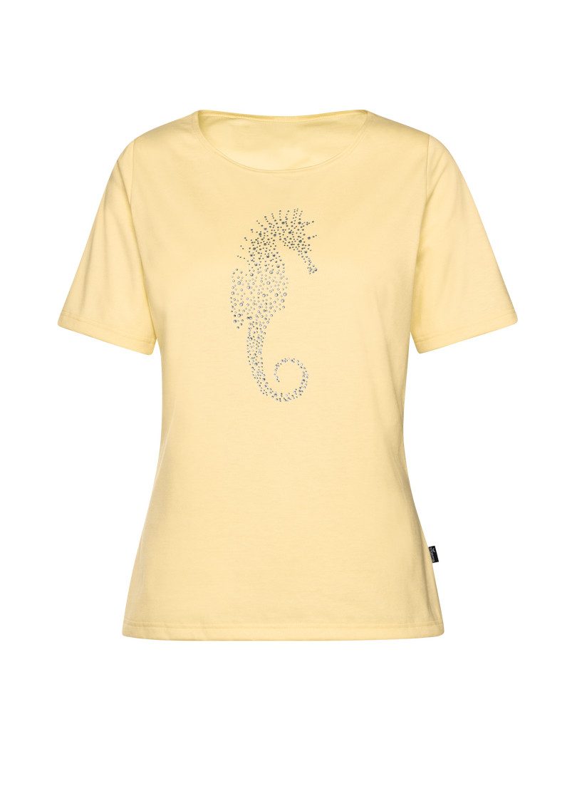 Trigema T-shirt TRIGEMA T-shirt met zeepaard-print van strass-steentjes (1-delig)
