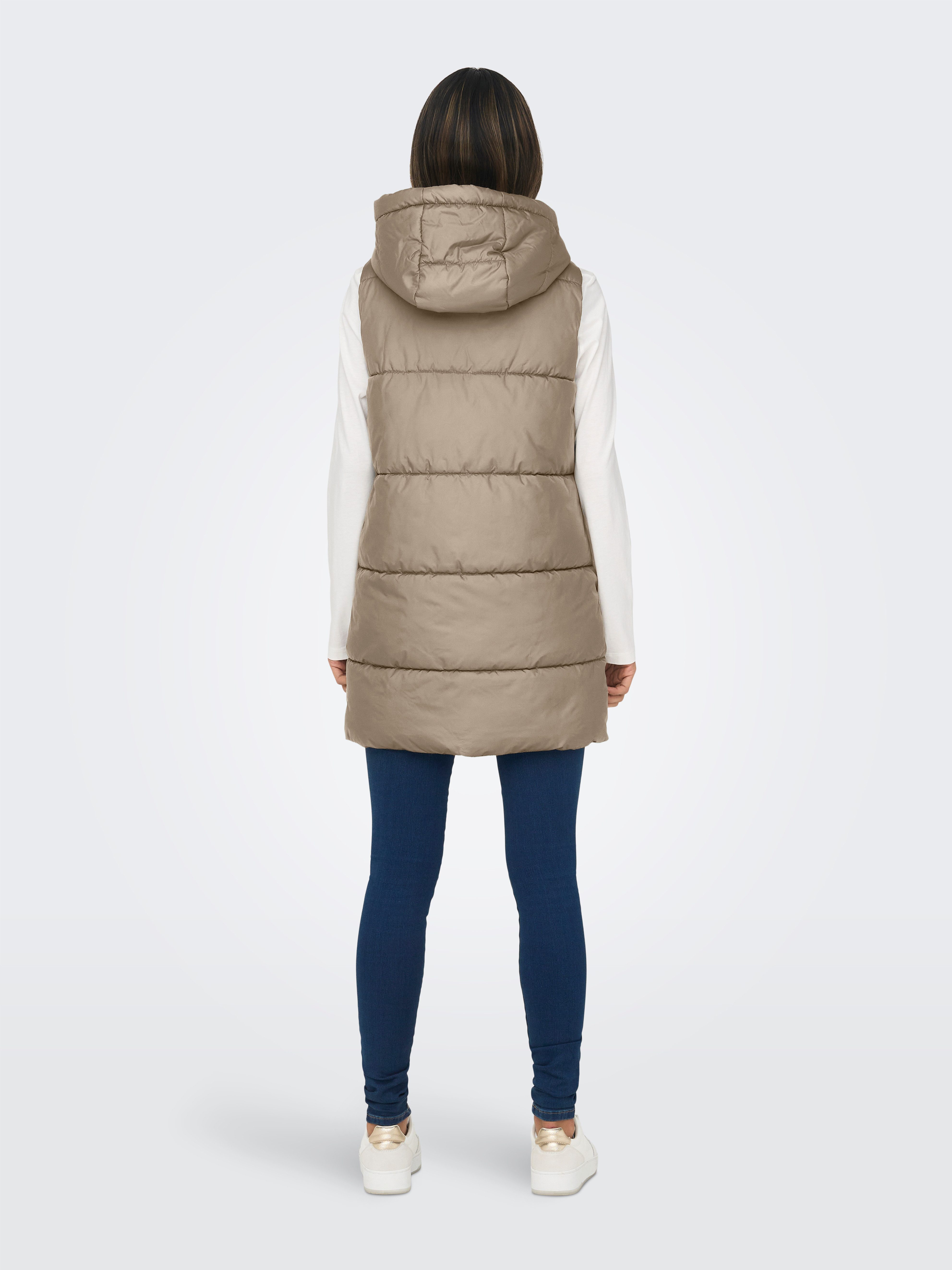 Only Bodywarmer ONLASTA – Lange gewatteerde bodywarmer met capuchon voor koude dagen
