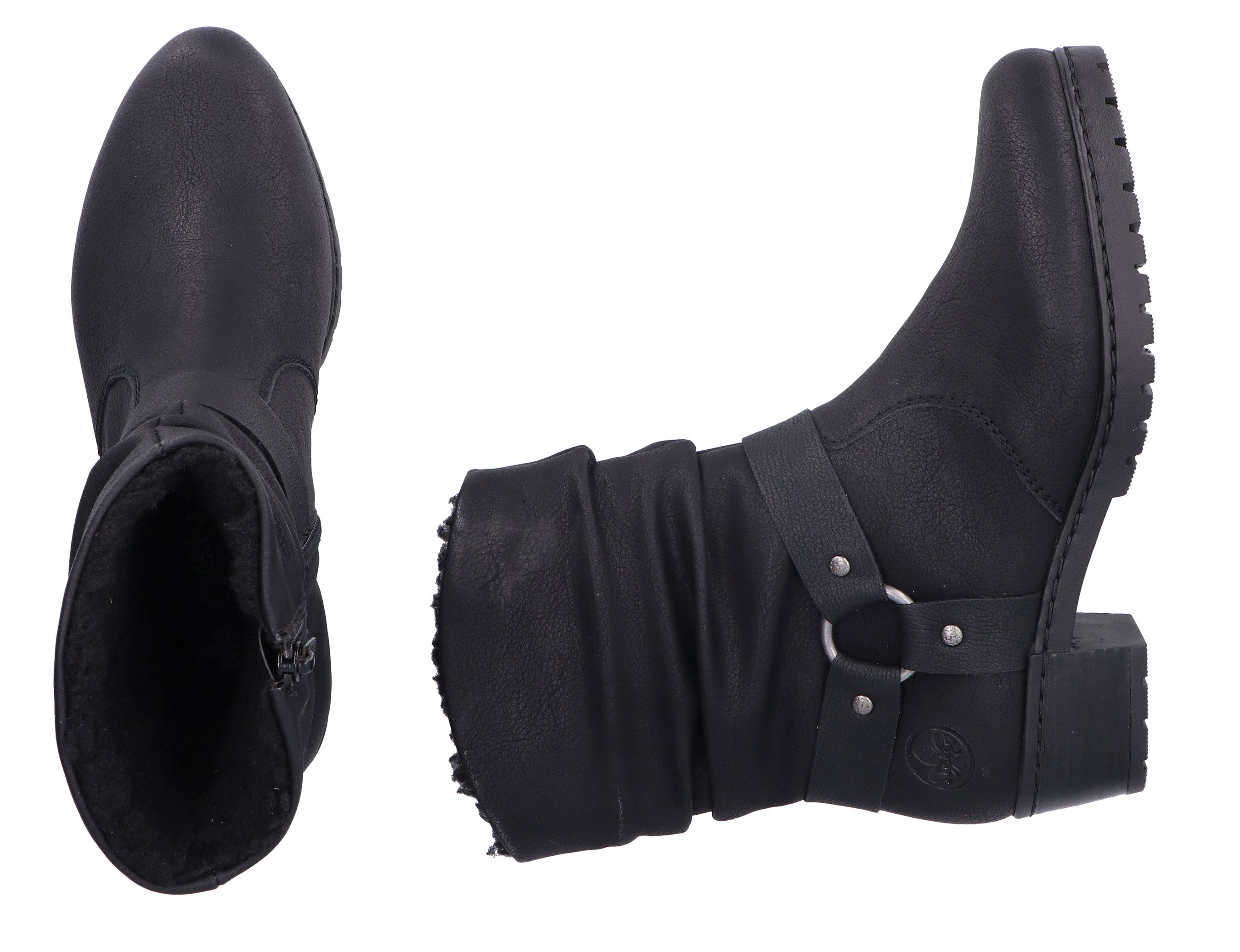 Rieker Winterlaarsjes western-enkellaars, cowboylaarzen, hakken, met decoratieve riem