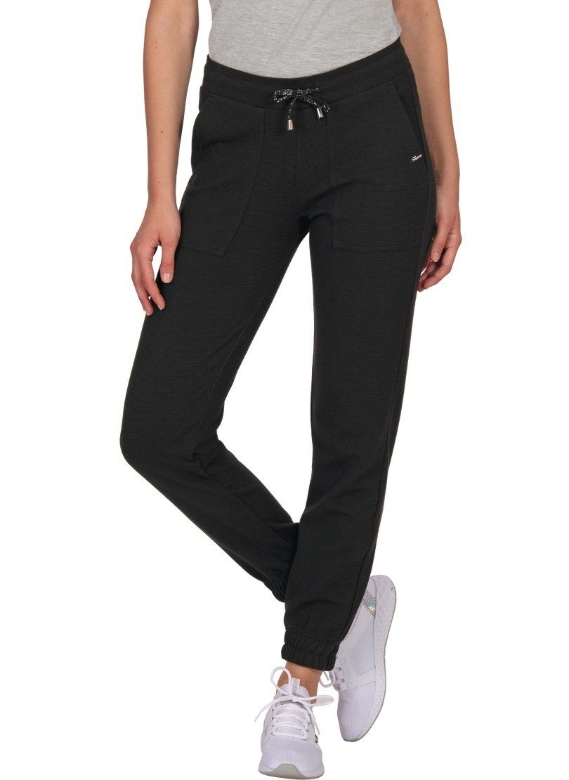 Trigema Jerseybroek TRIGEMA prettige joggingbroek met grote zakken (1-delig) dames broeken maat S zwart