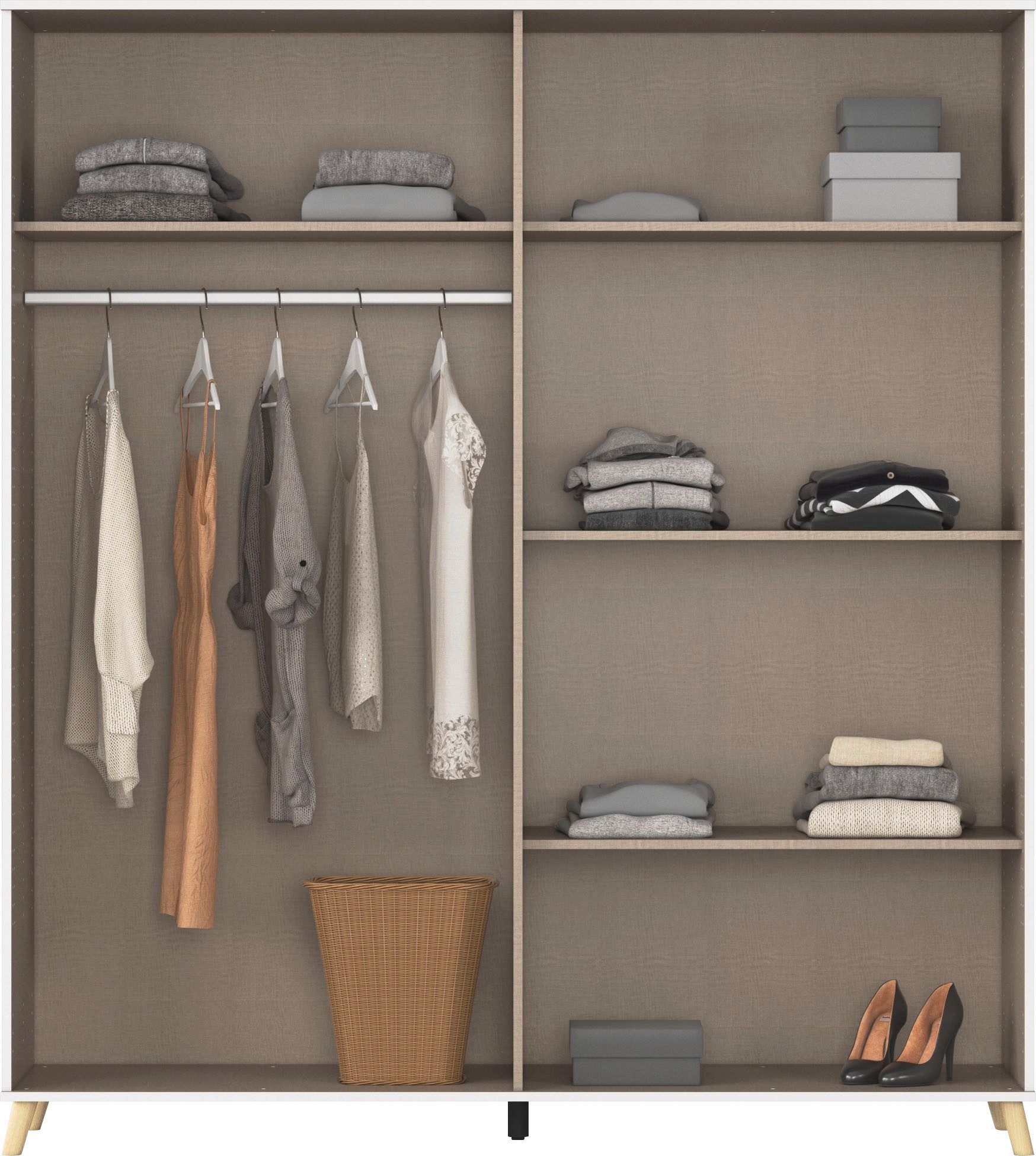rauch Kledingkast Ottos Choice Skandi Kinderkamer Bestseller Slaapkamerkast FALUN in moderne scandi-look, poten/handgrepen eiken massief made in germany