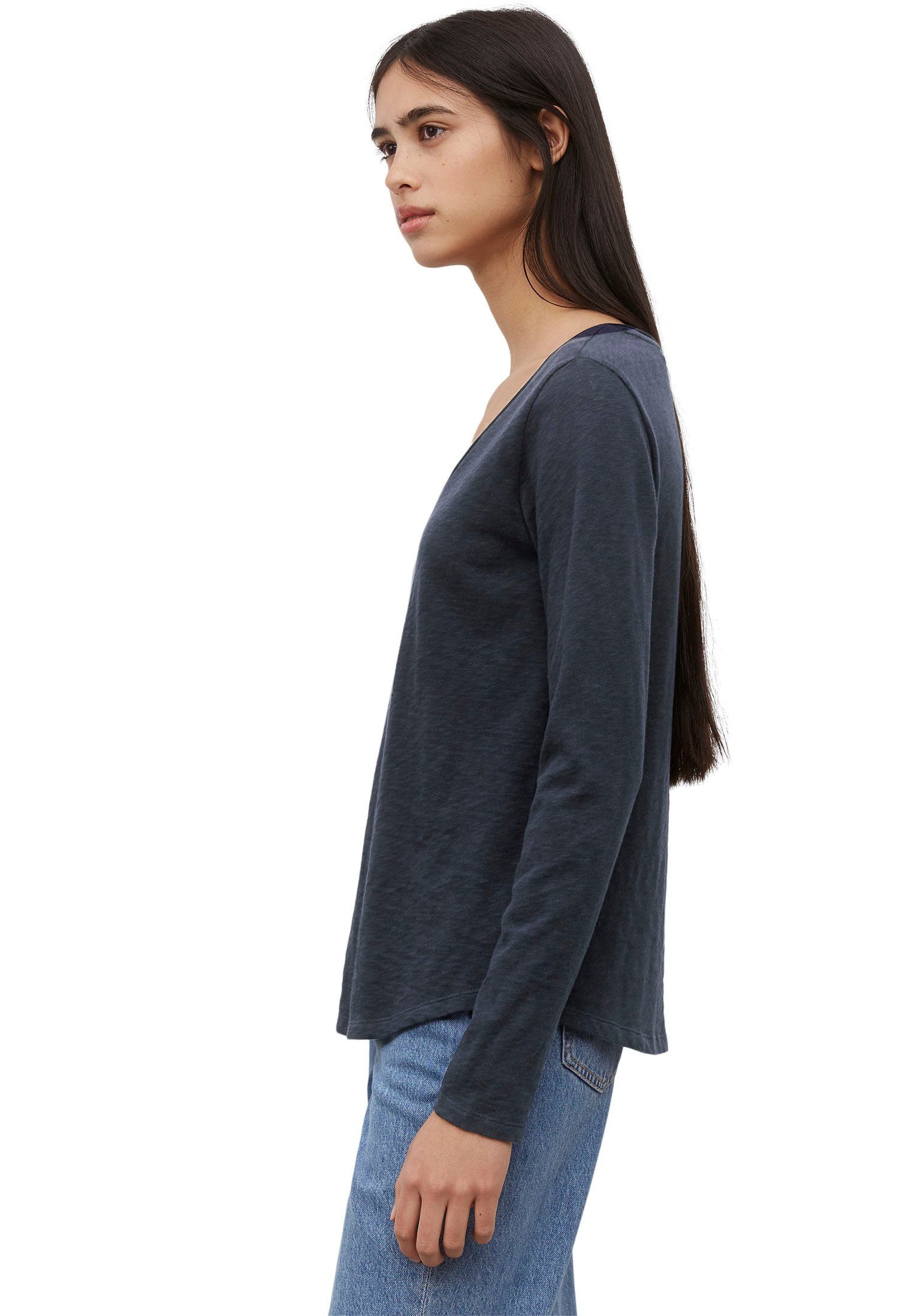 Marc O'Polo DENIM Shirt met lange mouwen met rolrand langs de v-hals