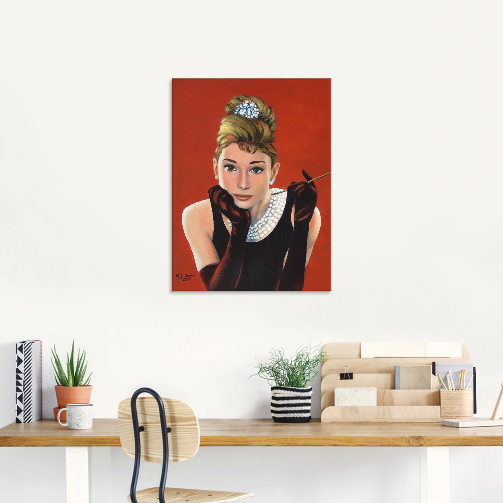 Artland Print op glas Audrey Hepburn portret