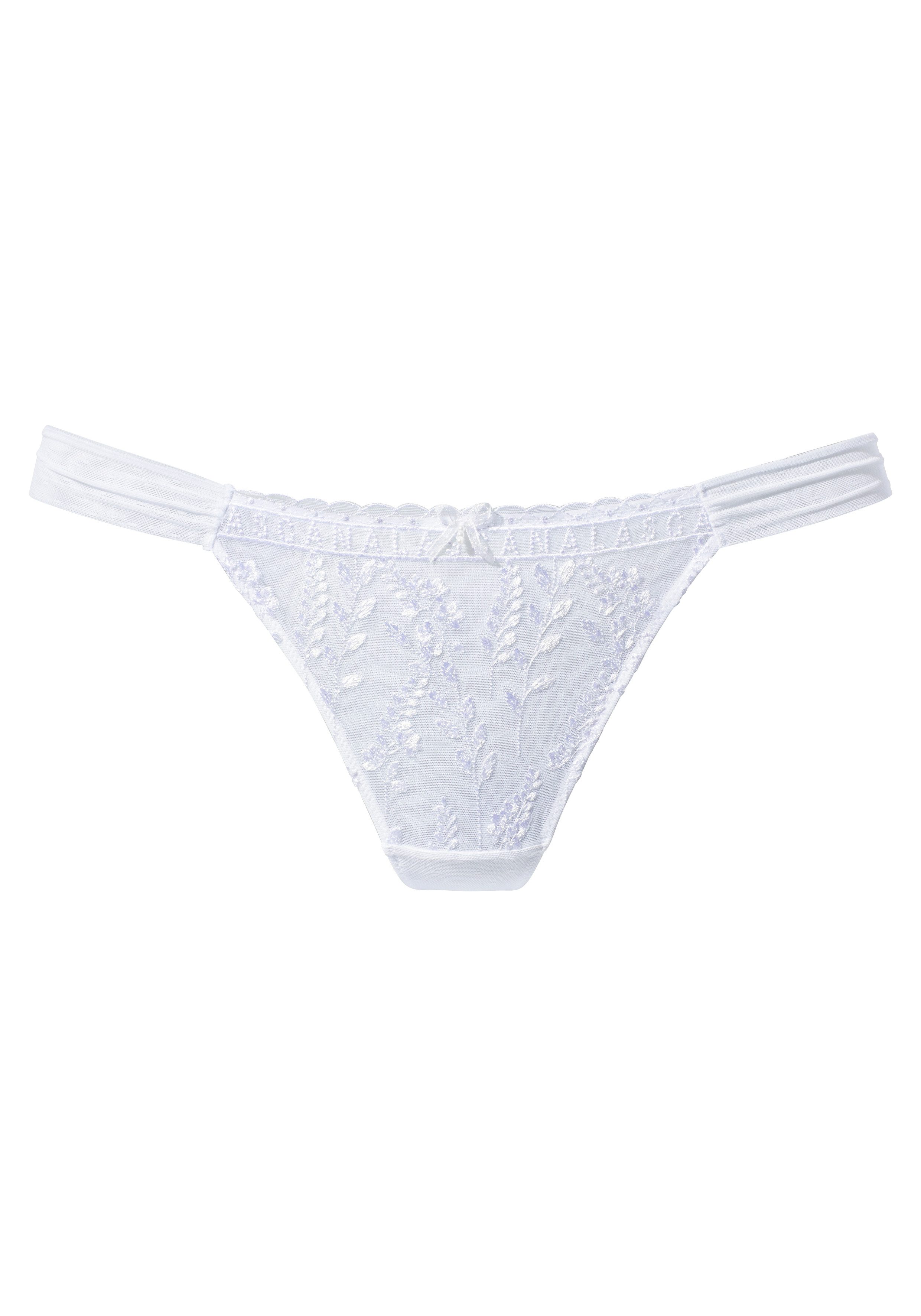 Lascana String van mesh met delicate, glanzende bloemenborduursel