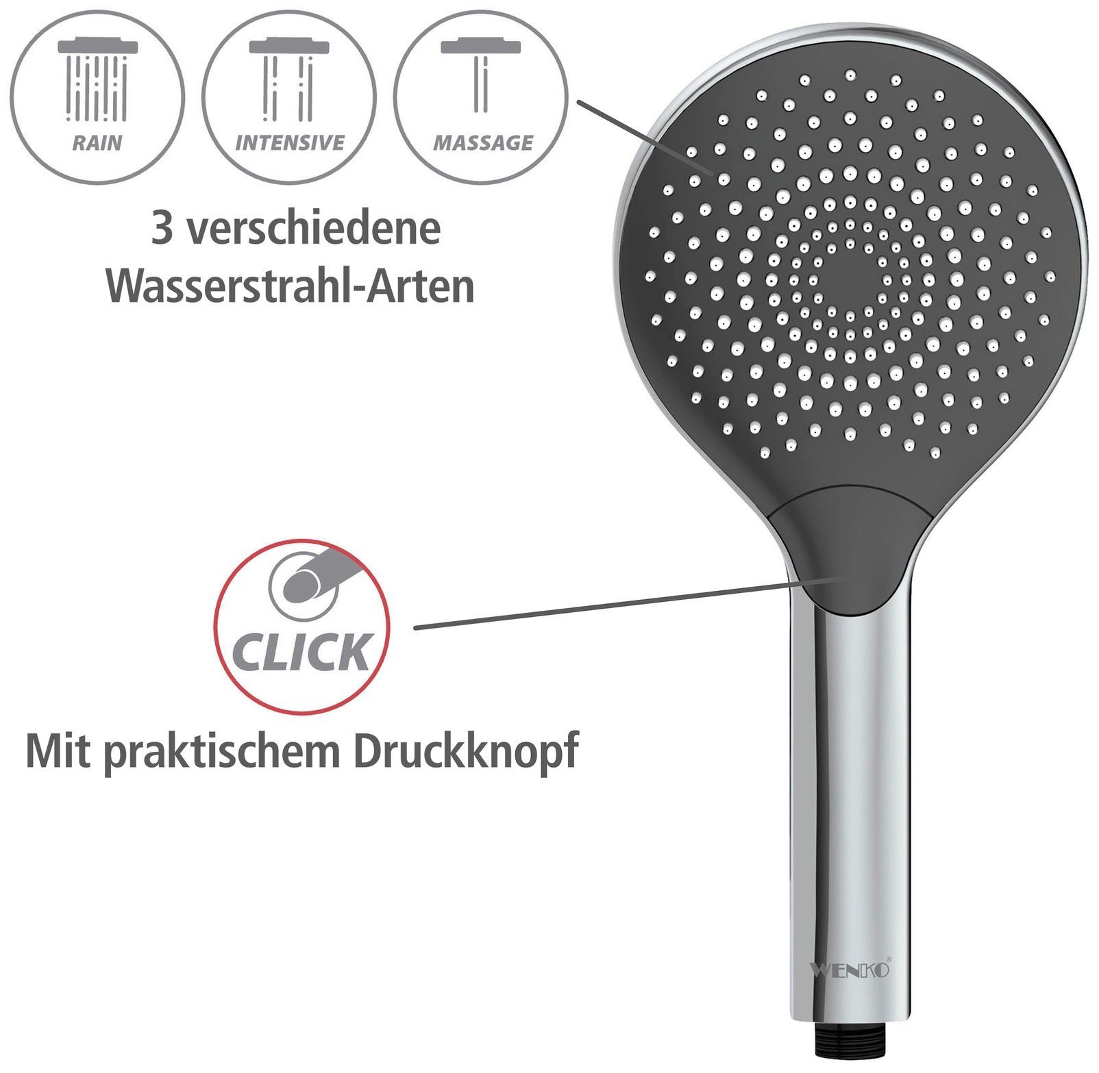 WENKO Handsproeier Watersaving Chroom, Ø 12 cm (1-delig)