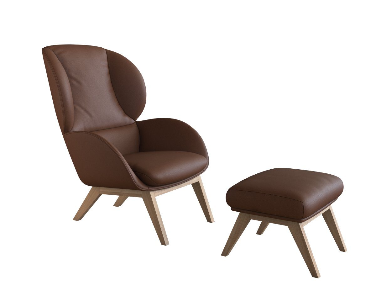 FLEXLUX Hocker Adria Eiken poot, voetenbank/poef voor oorfauteuil