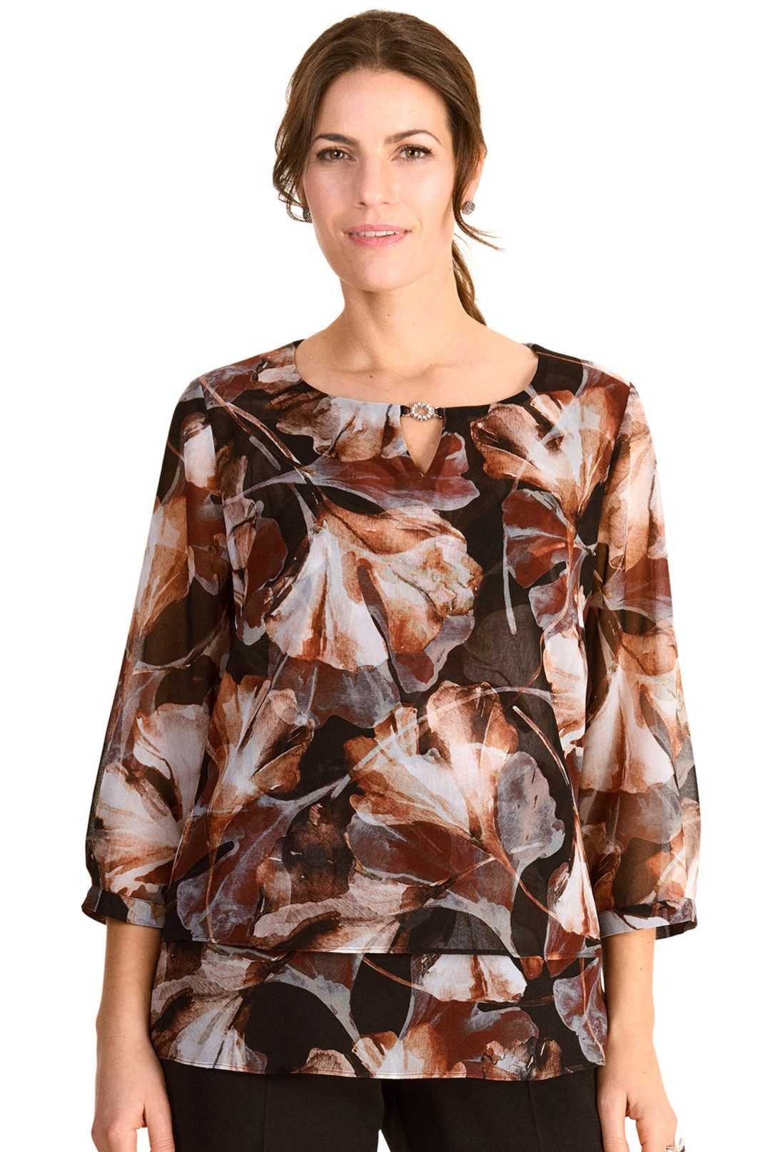 HERMANN LANGE Collection Gedessineerde blouse in lagenlook en met bloemenpatroon