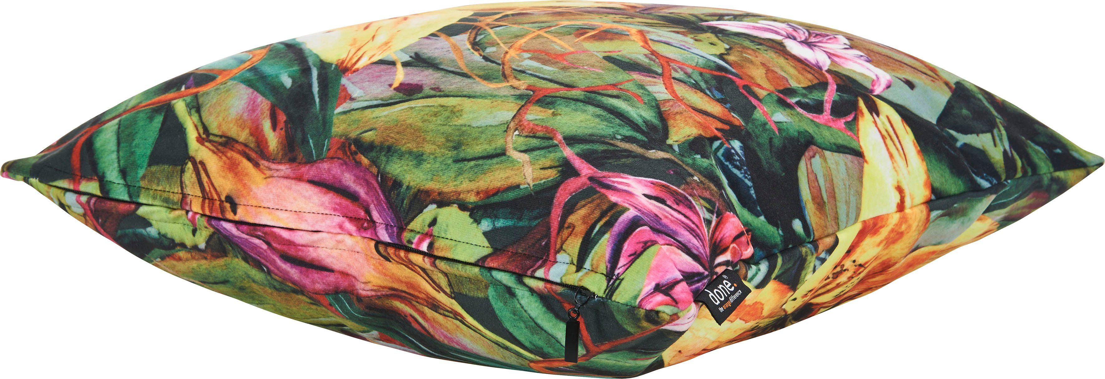 done.® Sierkussen Velours print yellow Lily Aan beide kanten gedessineerde kussenovertrek zonder vulling(1 stuk)