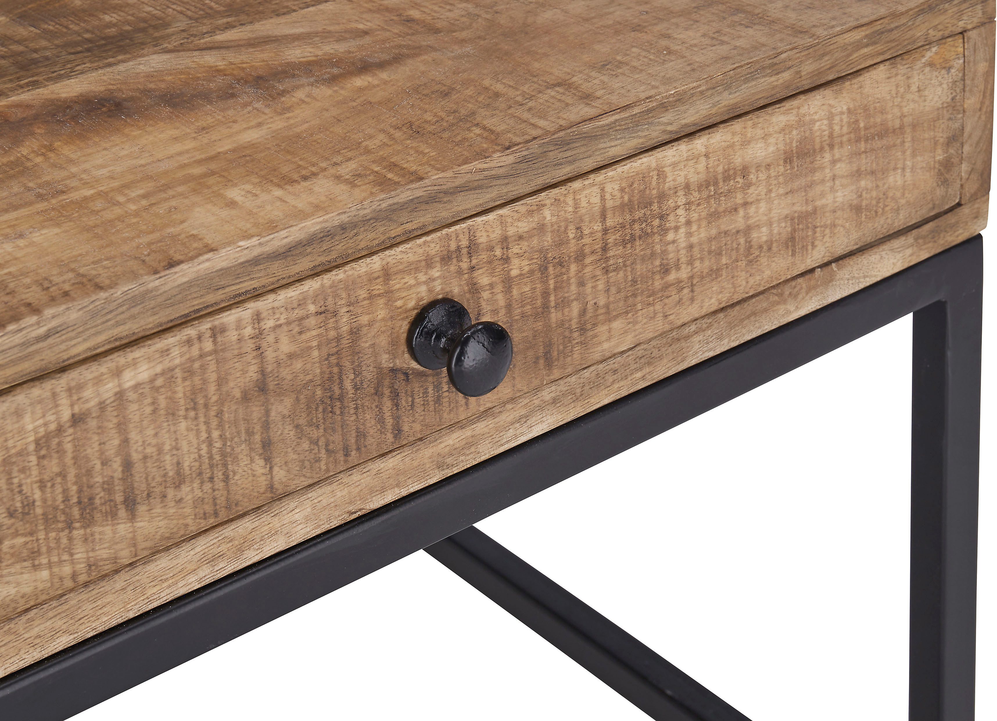 Stolkom Salontafel Alison Massief hout met lade, tafel in industriële stijl