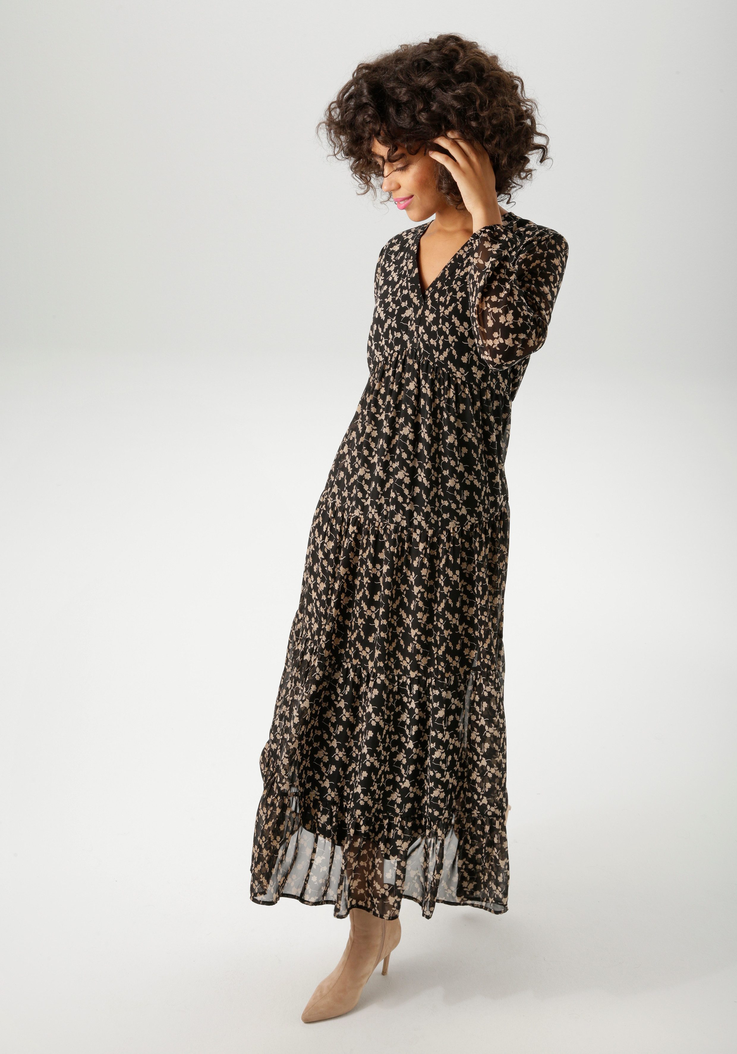 Aniston CASUAL Maxi-jurk met speelse bloemenprint - nieuwe collectie