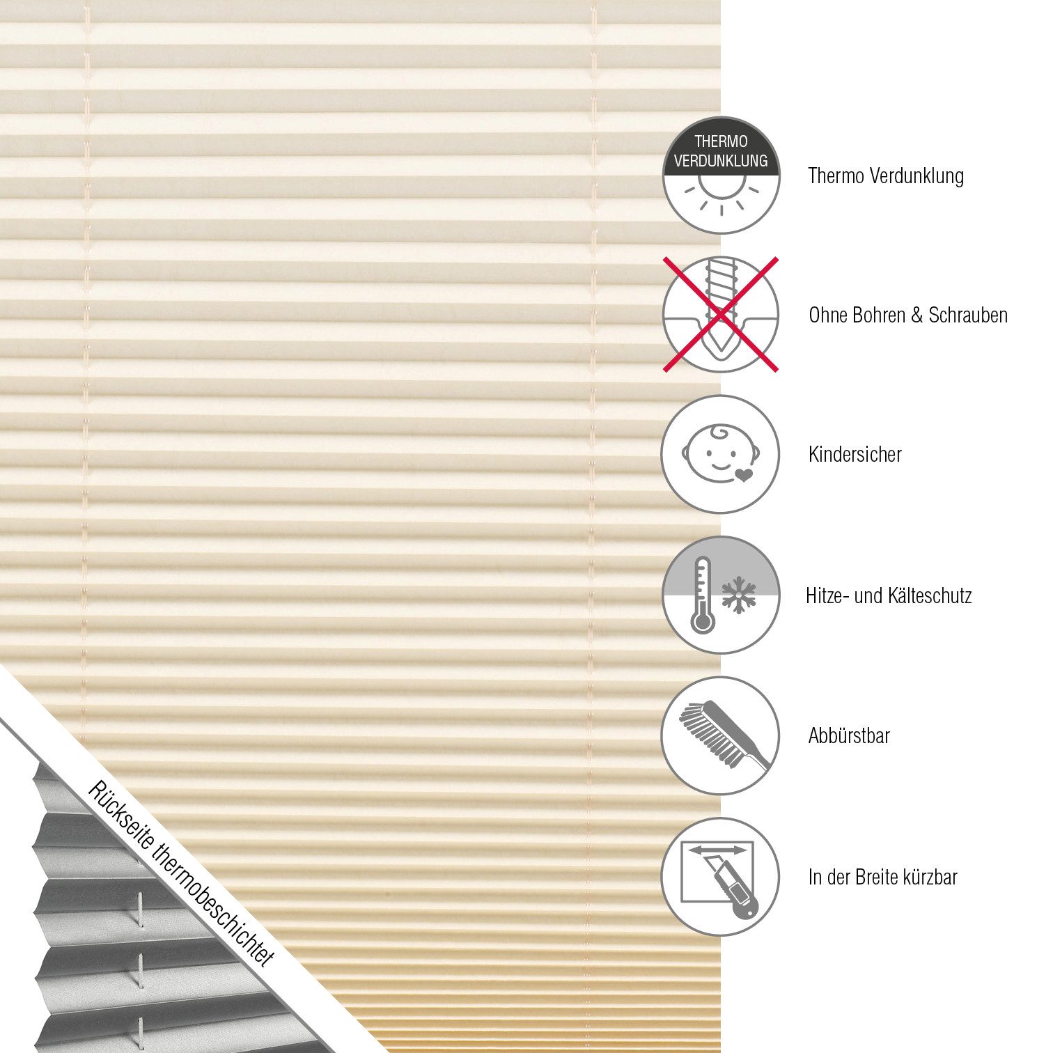 GARDINIA Plissé Easyfix thermo-plissé met dubbele bediening energiebesparend (1 stuk)