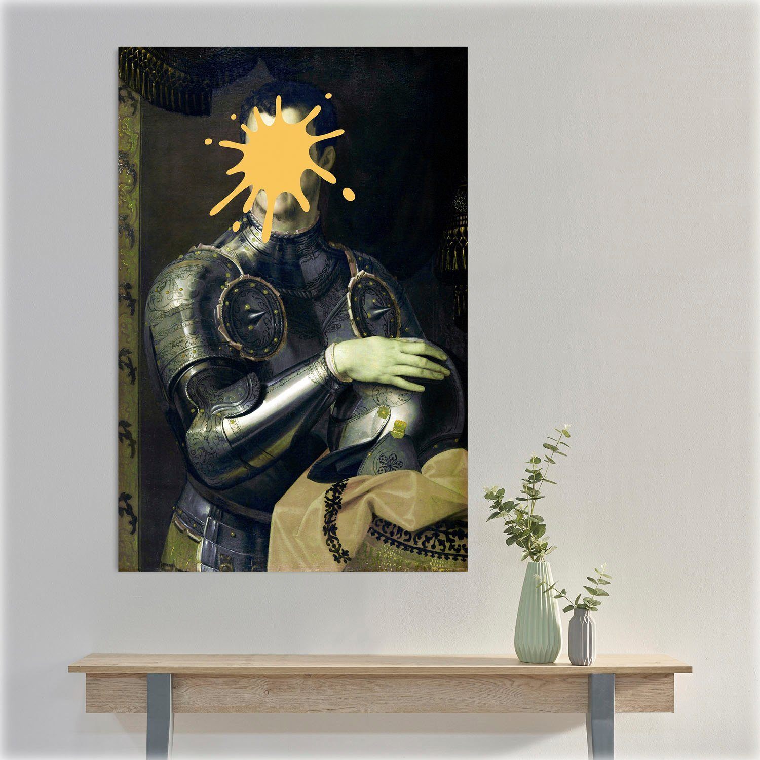 queence Artprint op acrylglas Ridder met kleurvlek Fine Art-print in galeriekwaliteit