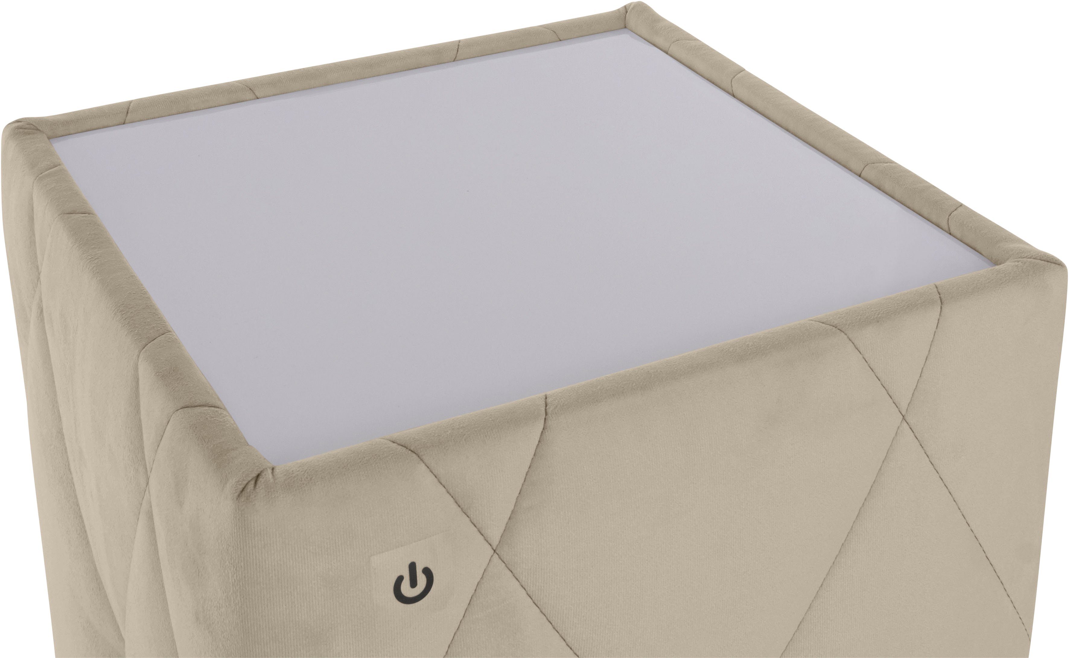Leonique Nachtkastje Alfie met verlichting en bekleding van fluweel