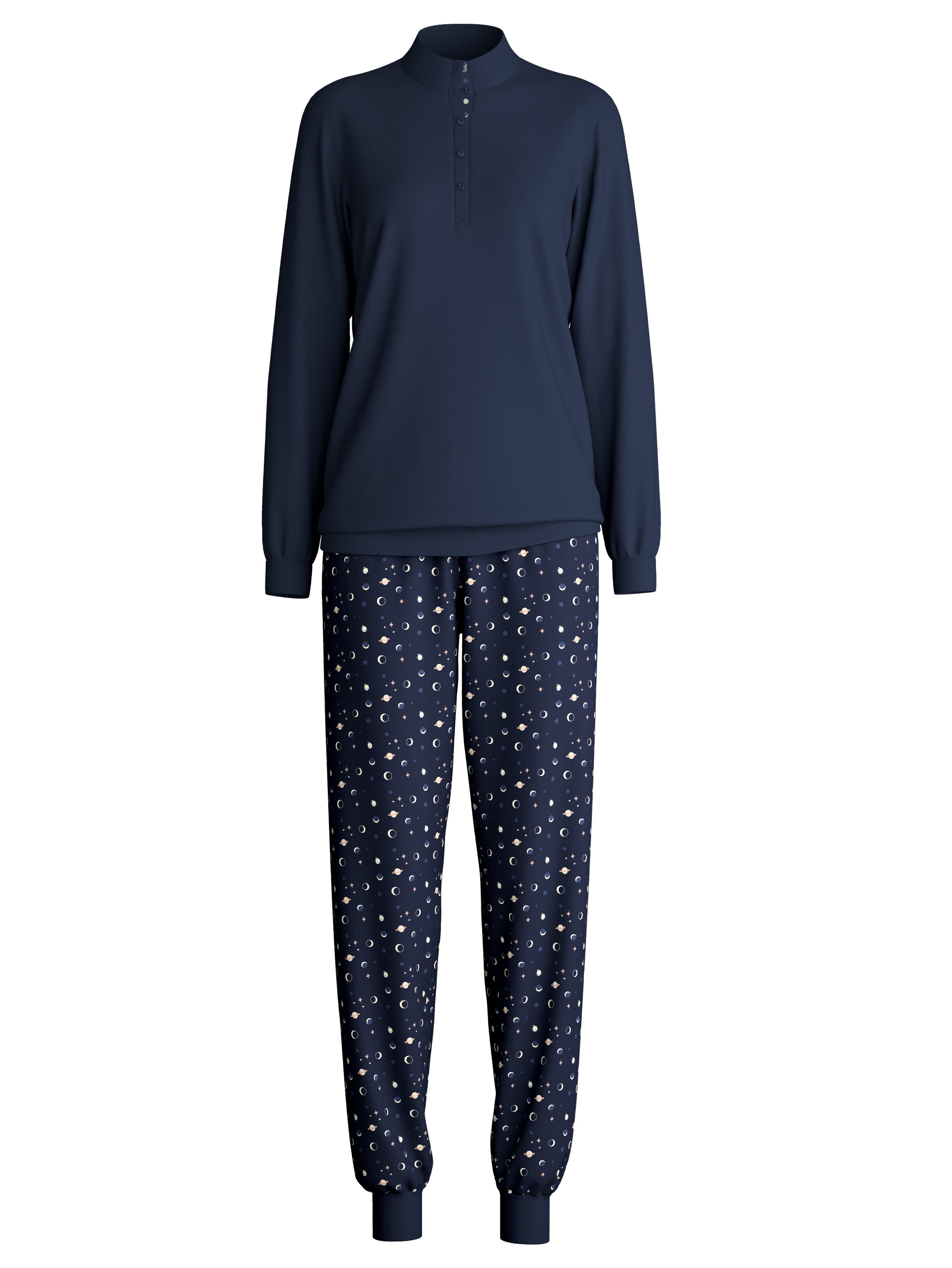 CALIDA Pyjama Deep Dreams fijn kant, v-hals, lange mouw, single jersey kwaliteit, zacht (2-delig)