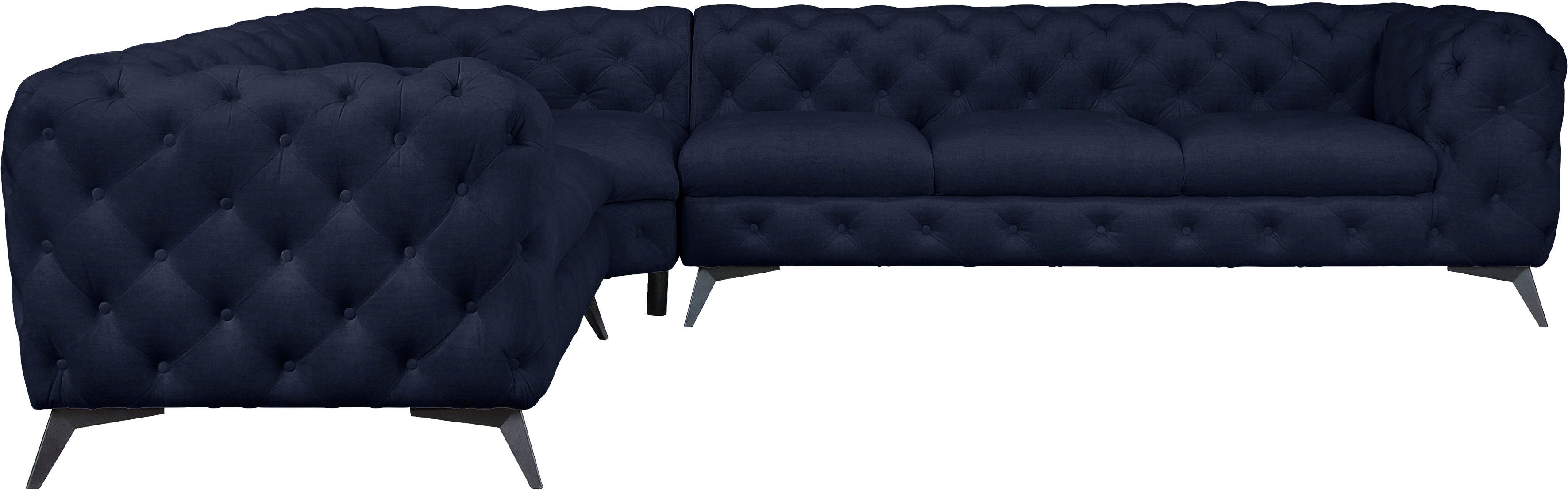 Leonique Chesterfield-bank Glynis L-vorm luxueuze capitonnage, moderne chesterfield look, kleur van de poten ter keuze