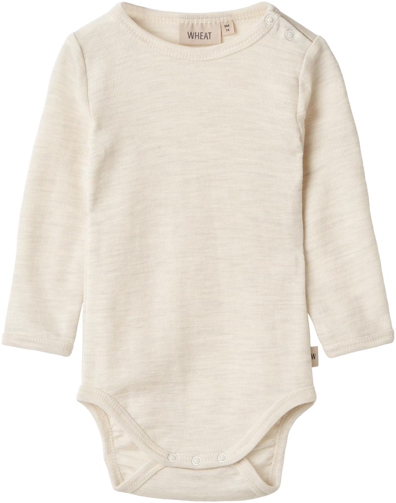 WHEAT Body met lange mouwen Wool Body L/S Lucca van zuivere merinoswol kinderen rompertjes maat 92 beige