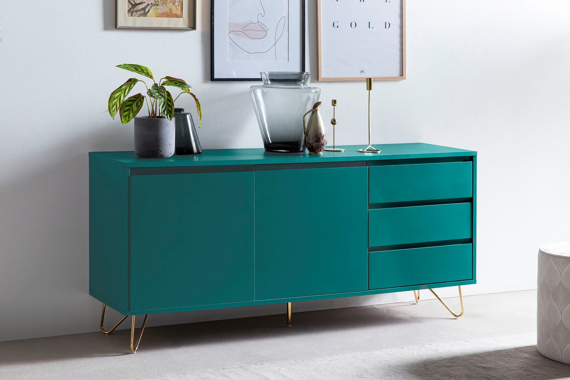 SalesFever Dressoir Commode met hairpin benen, breedte 150 cm