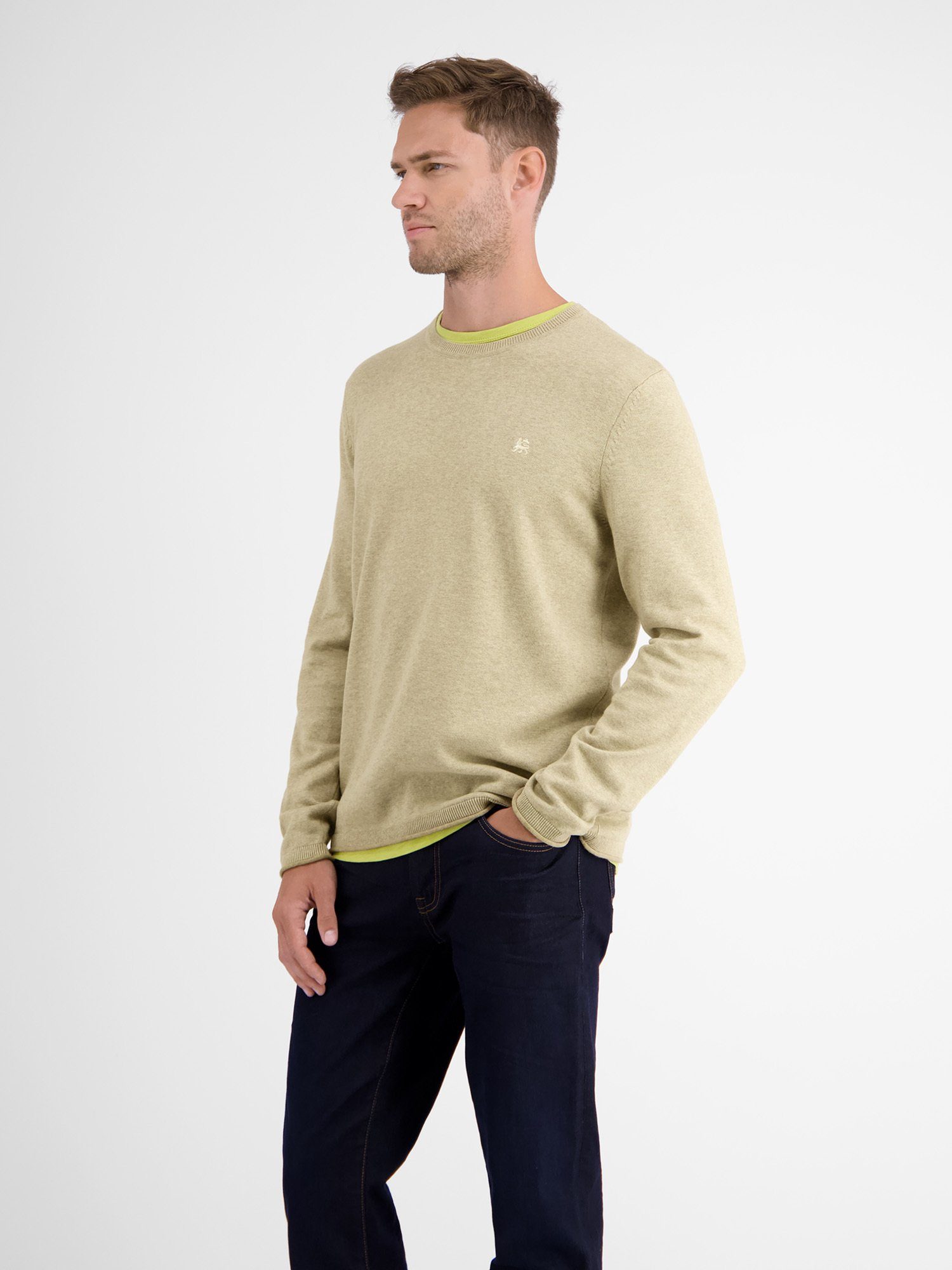 Lerros Gebreide trui LERROS ronde hals pullover, vlakbrei