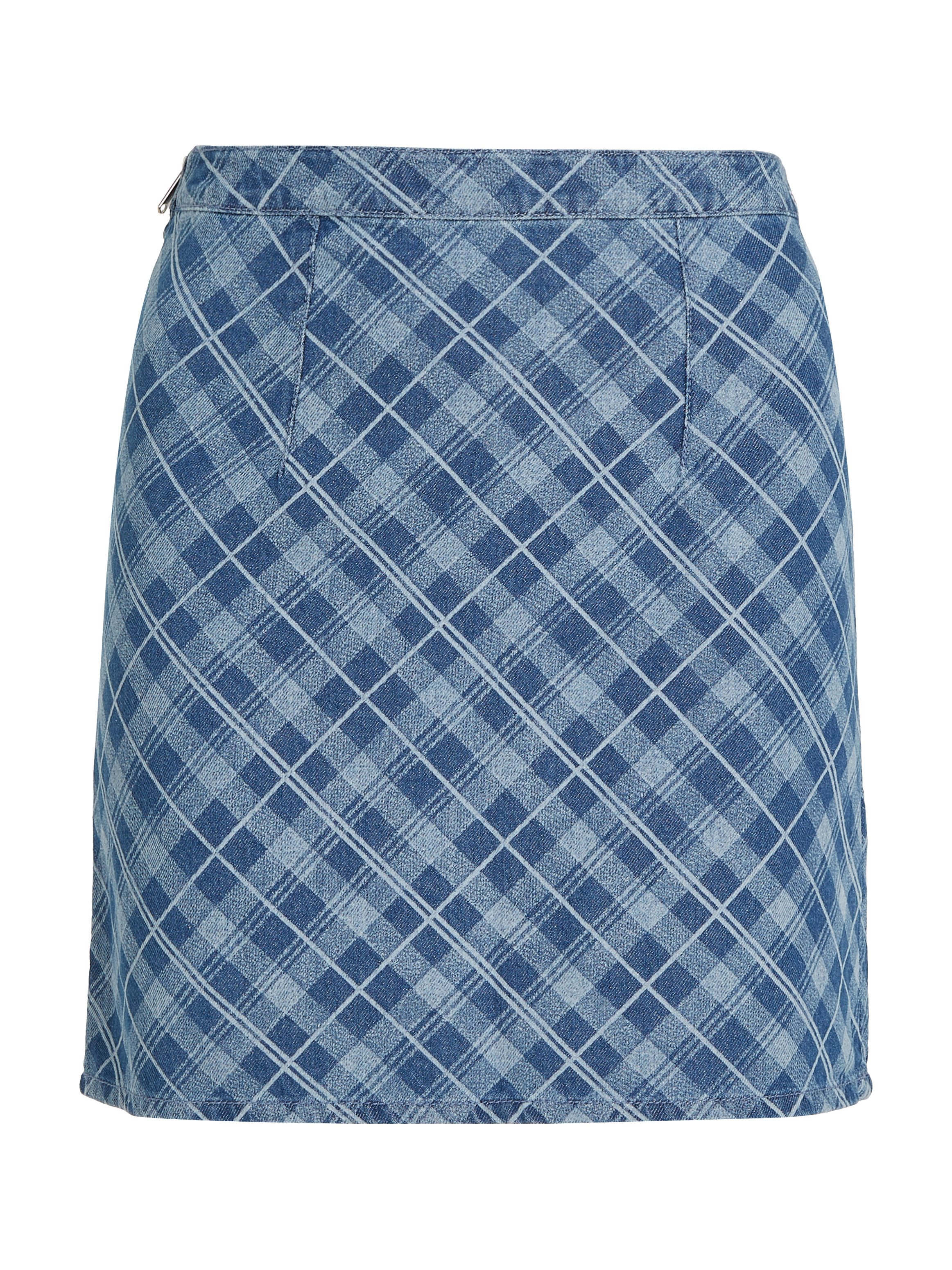 TOMMY JEANS Geweven rok TJW TARTAN CHECK CHAMBRAY SKIRT Webrok in modieuze tartan ruitpatroon