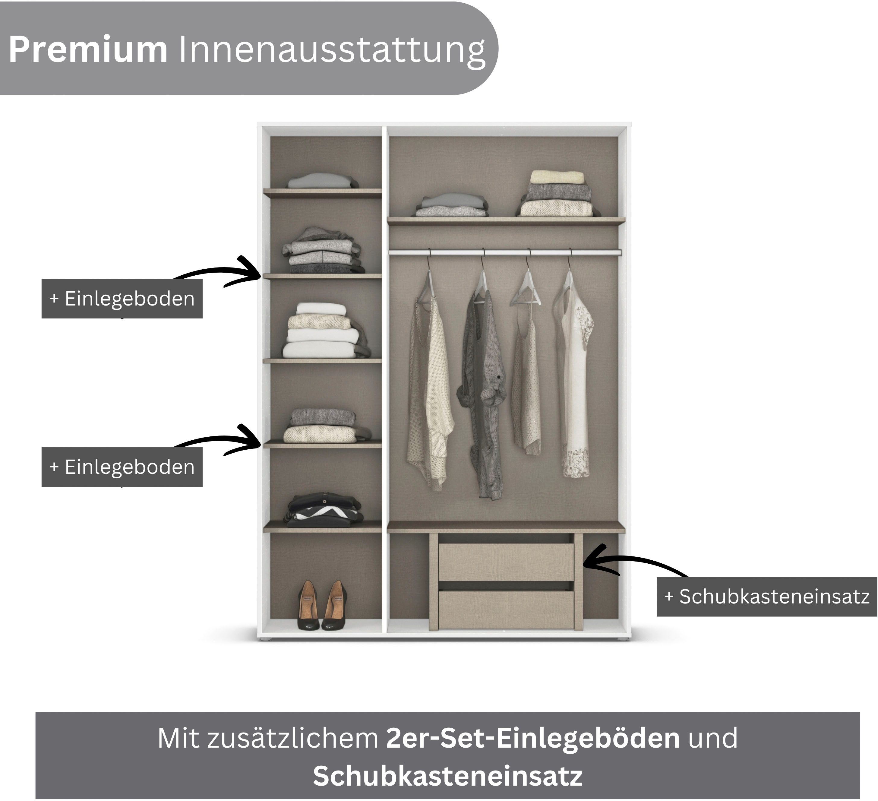 rauch Draaideurkast Kledingkast Kast Garderobe Wasmand NAGATA veel Opbergruimte met moderne stanggrepen in grijs metallic topseller made in germany