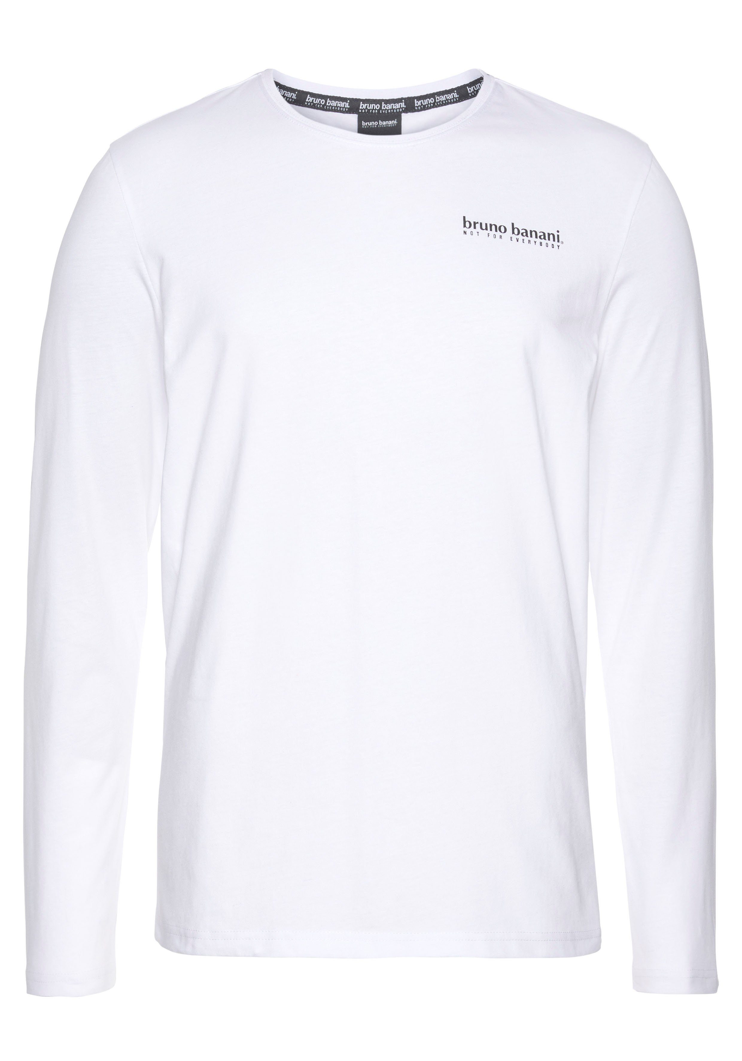 Bruno Banani Shirt met lange mouwen smal gesneden, bedrukt, van katoen, in 2-pack (Set van 2)