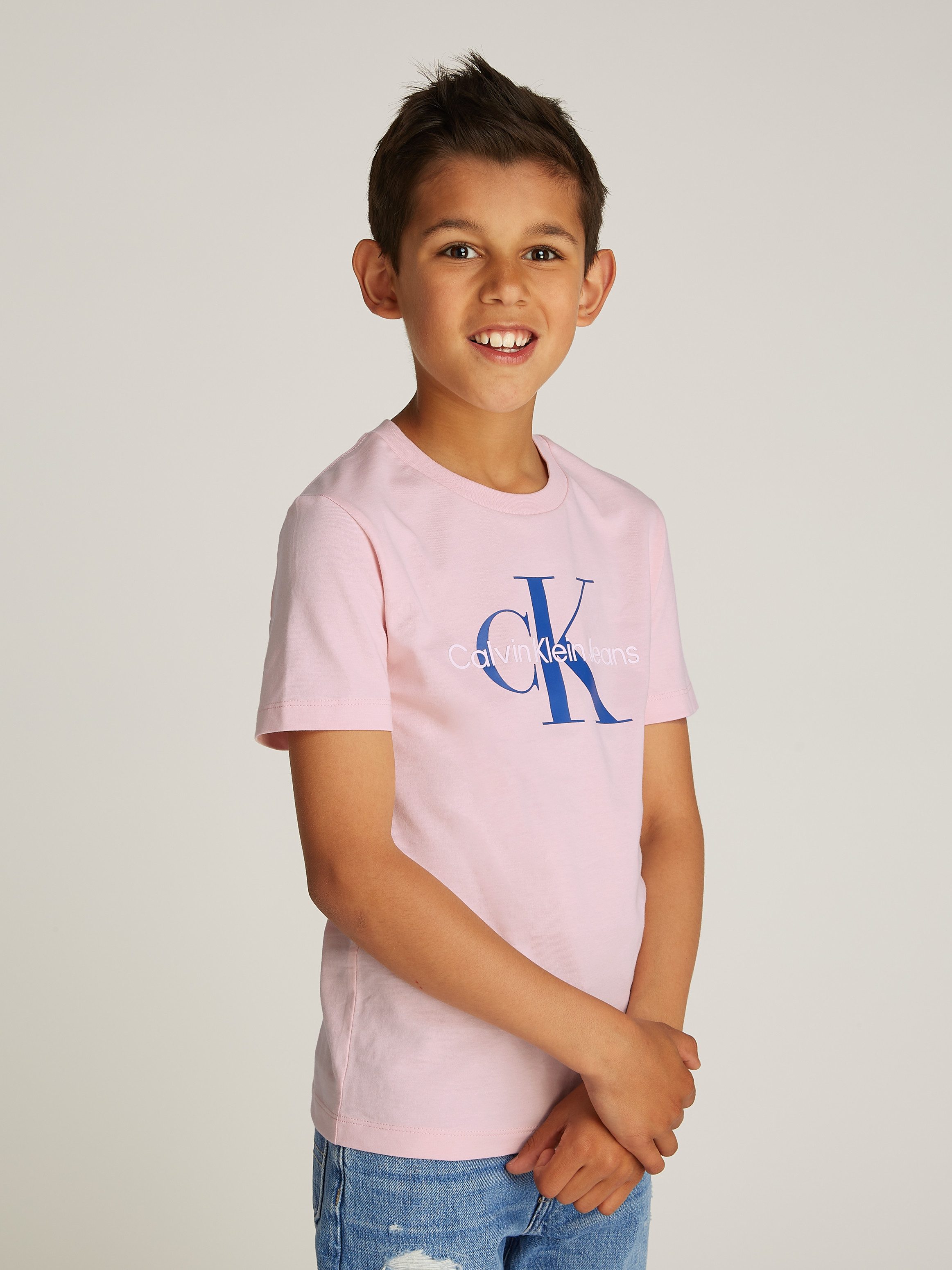 Calvin Klein Shirt met ronde hals CK MONOGRAM SS T-SHIRT voor kinderen tot 16 jaar met logo-opdruk