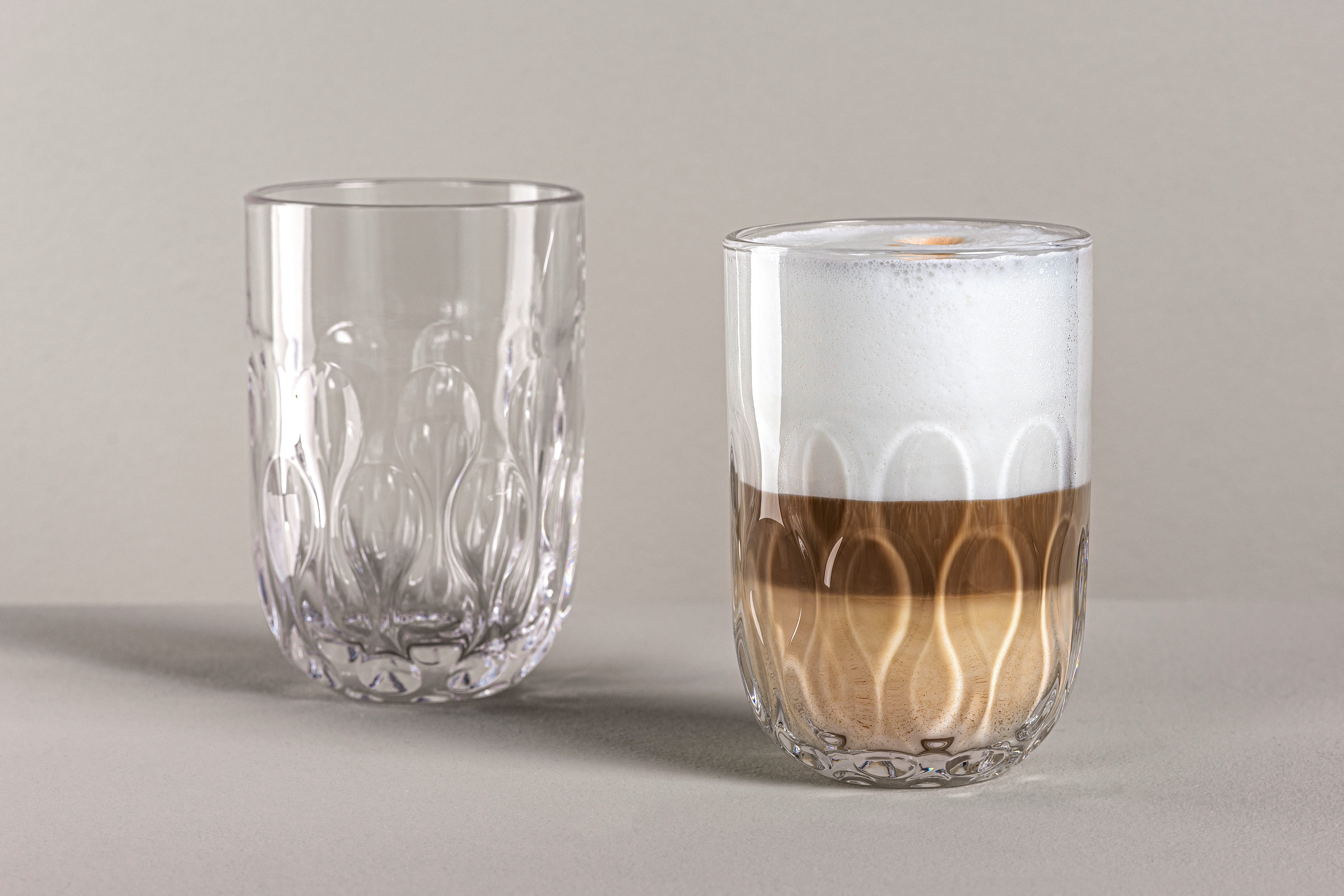 LEONARDO Latte macchiato glas GOCCE, 380 ml, 6-stuks set 3. variant, met druppelreliëf (set)