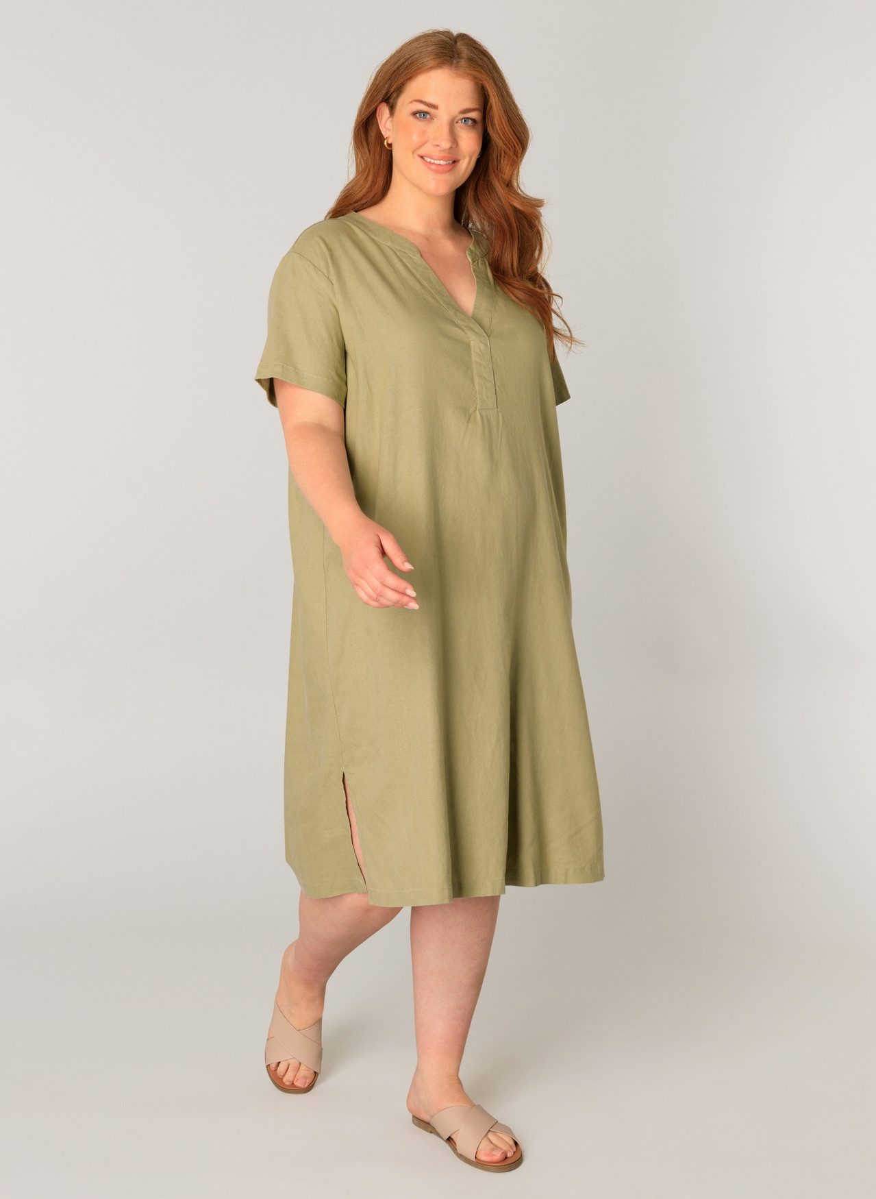 Base Level Curvy Tuniekjurk Yacinthe met linnen