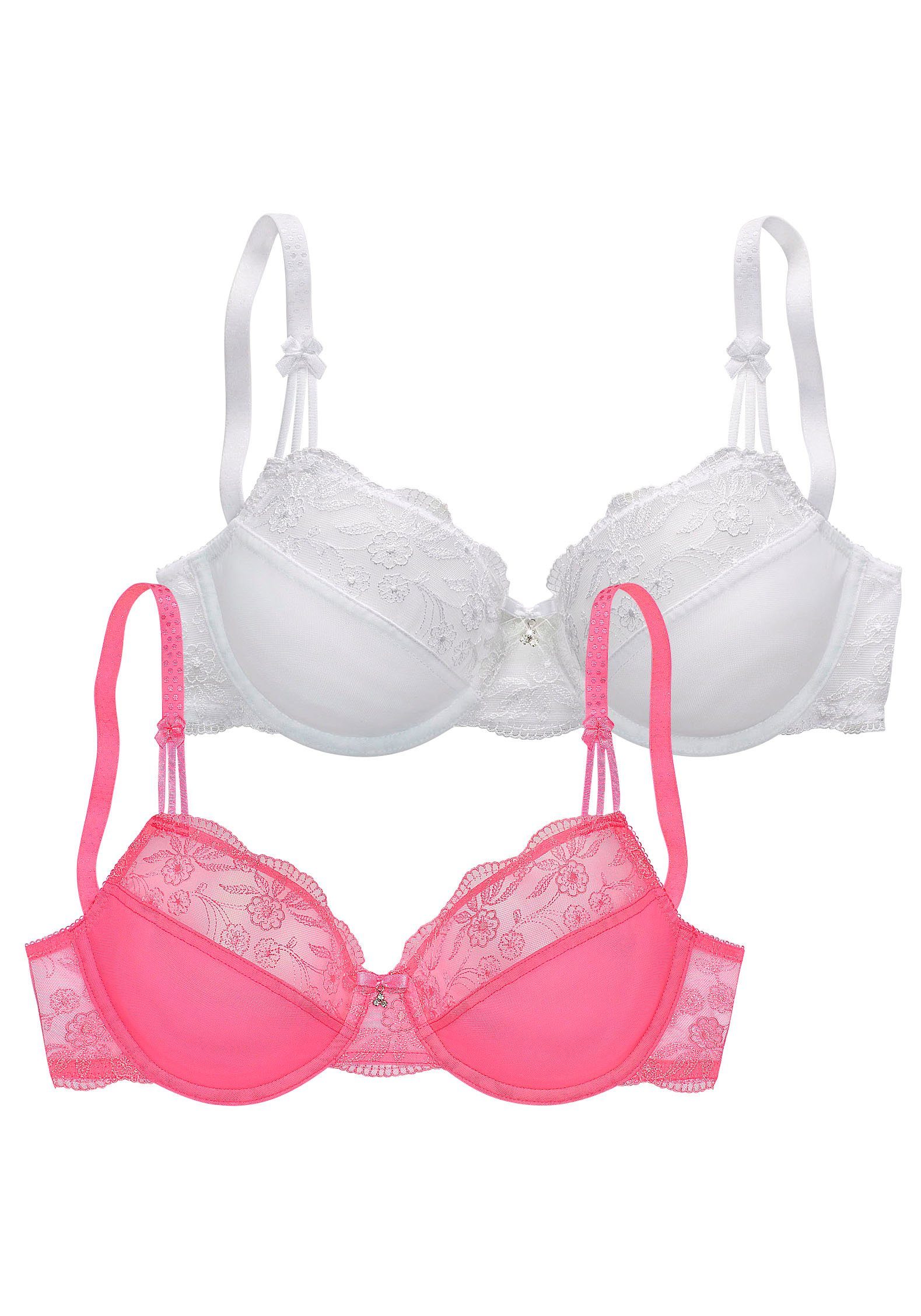 Nuance Beugel-bh met mooie borduurkant, dessous (Set van 2)