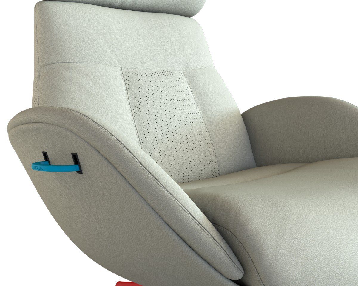 FLEXLUX Relaxfauteuil Elegant, functionele stoel, gestoffeerde stoel, armleuningen, TV-fauteuil, Premium comfort, rug- en hoofdeindeverstelling, draaibaar, voet van aluminium